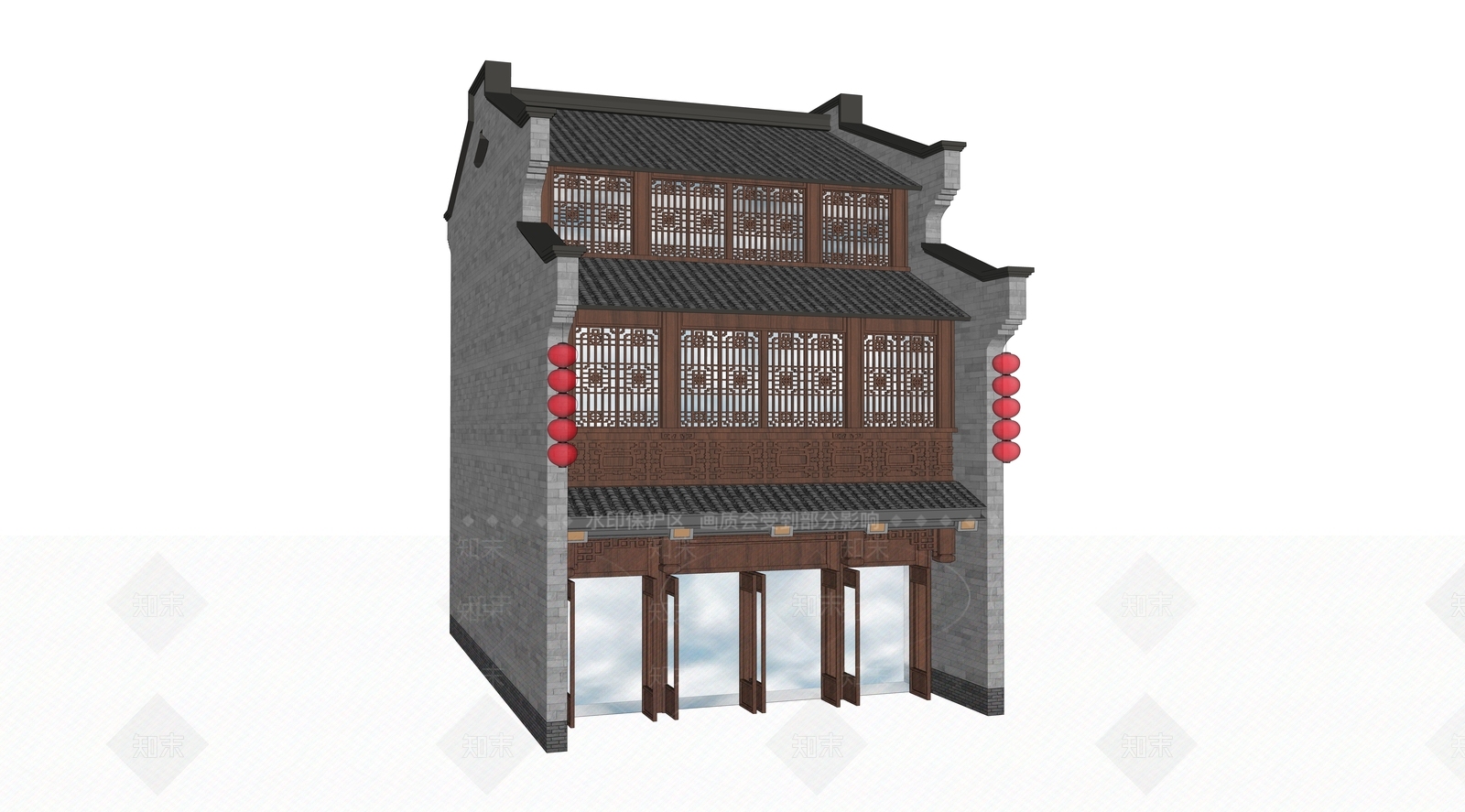 中式古建筑SU模型下载【ID:1106851056】