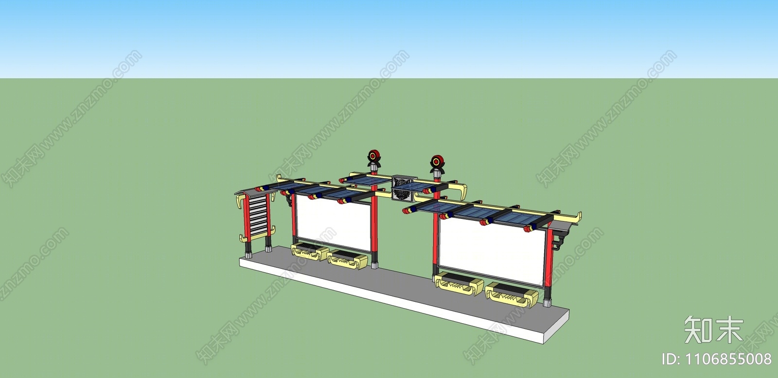现代公交站台SU模型下载【ID:1106855008】