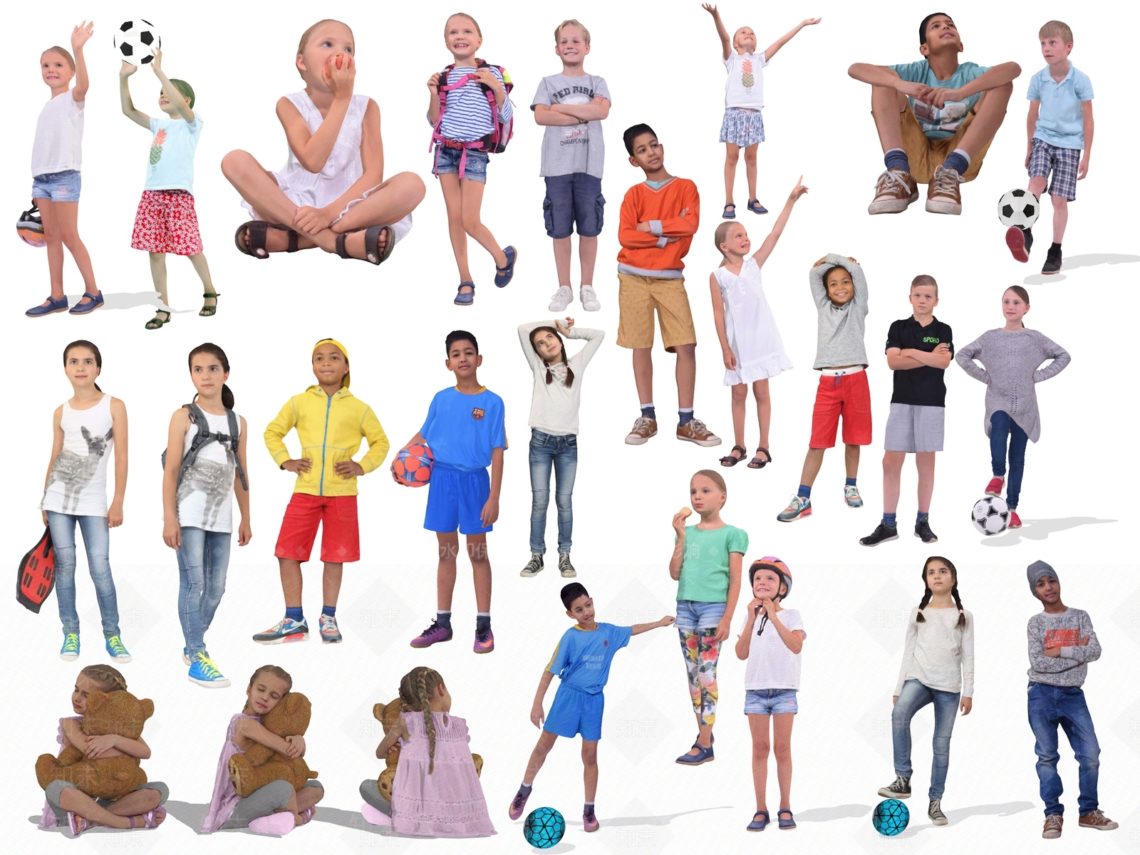 现代儿童人物组合SU模型下载【ID:1106860570】