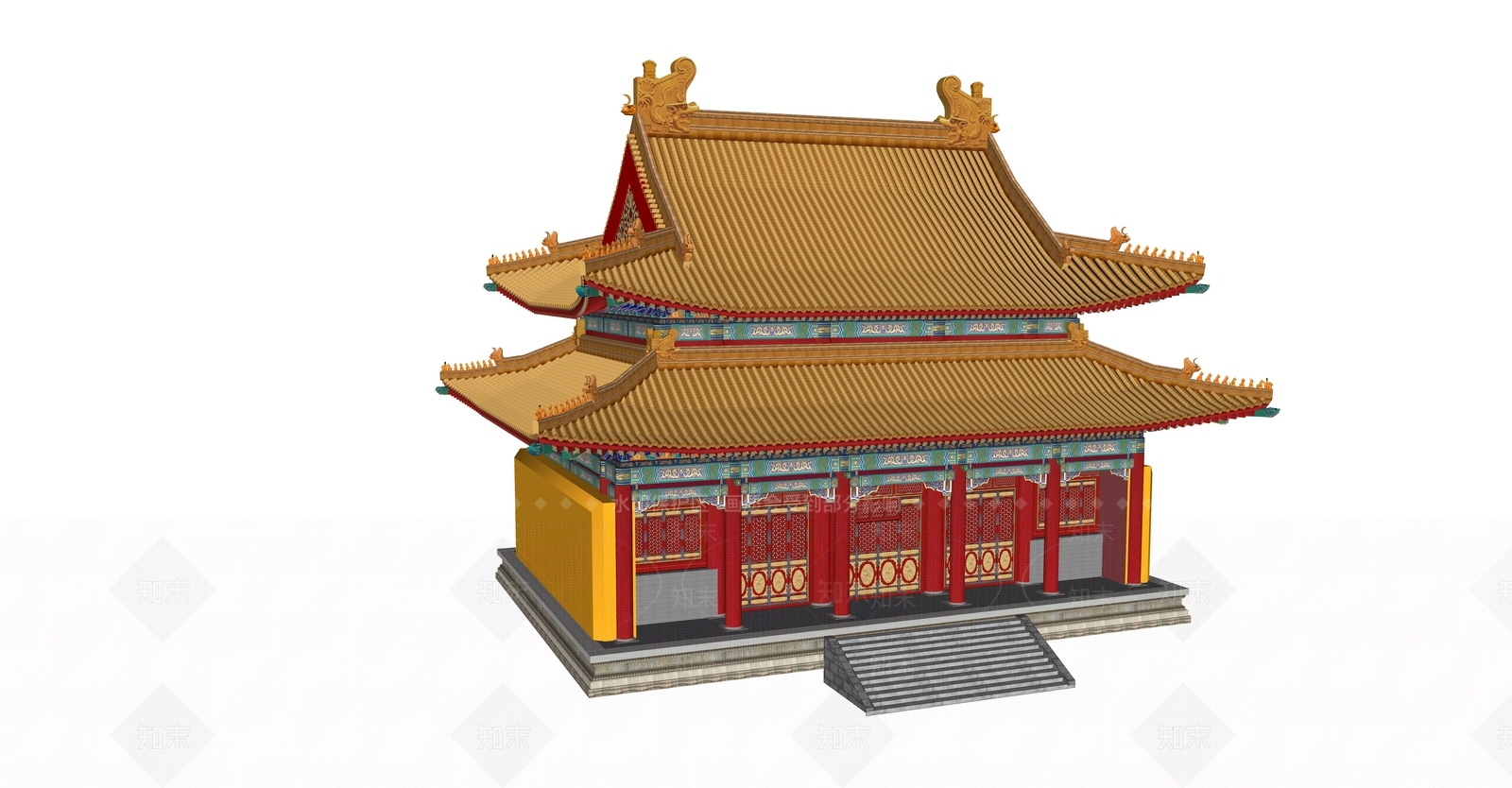 中式寺庙建筑SU模型下载【ID:1106881910】