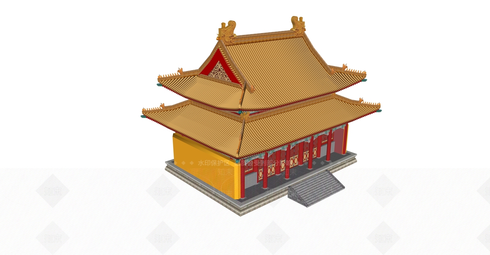 中式寺庙建筑SU模型下载【ID:1106881910】