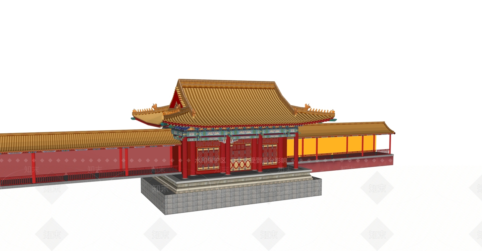中式寺庙建筑SU模型下载【ID:1106882534】