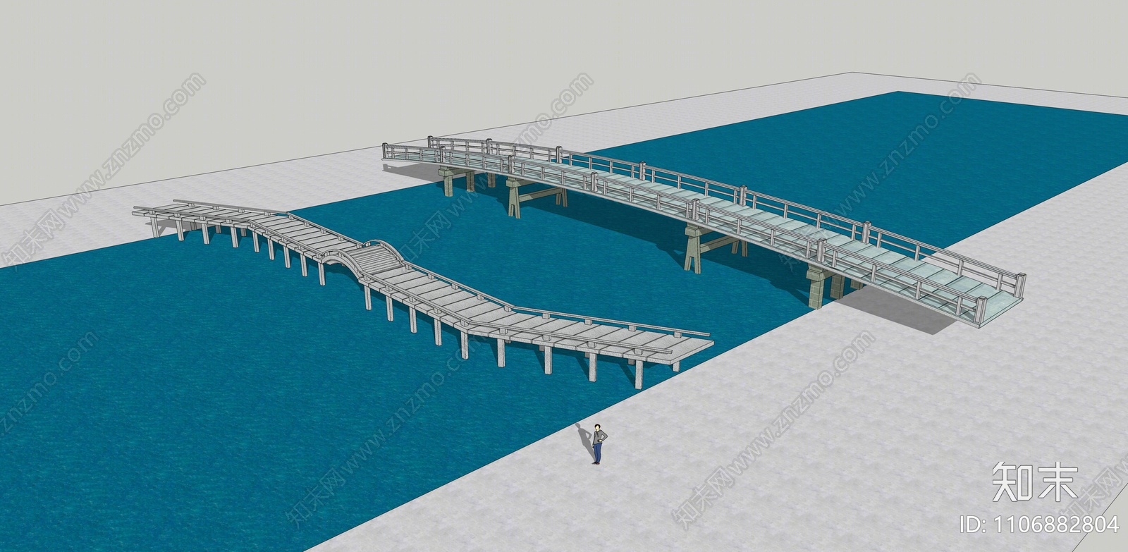 中式景观桥SU模型下载【ID:1106882804】