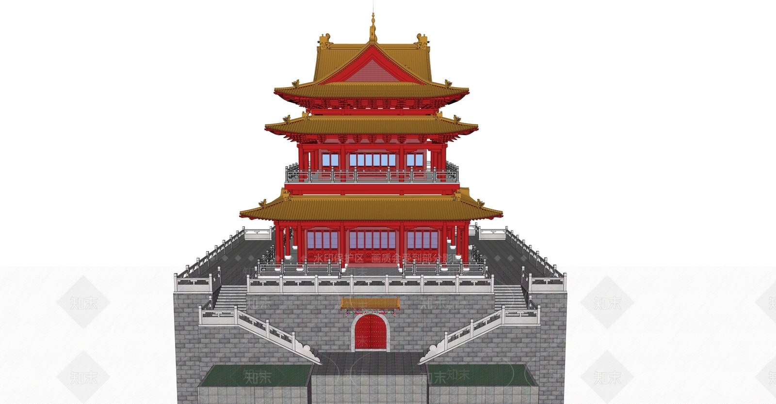 中式寺庙建筑SU模型下载【ID:1106883276】