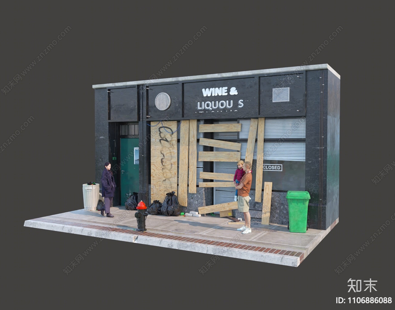 现代烟酒店门头3D模型下载【ID:1106886088】