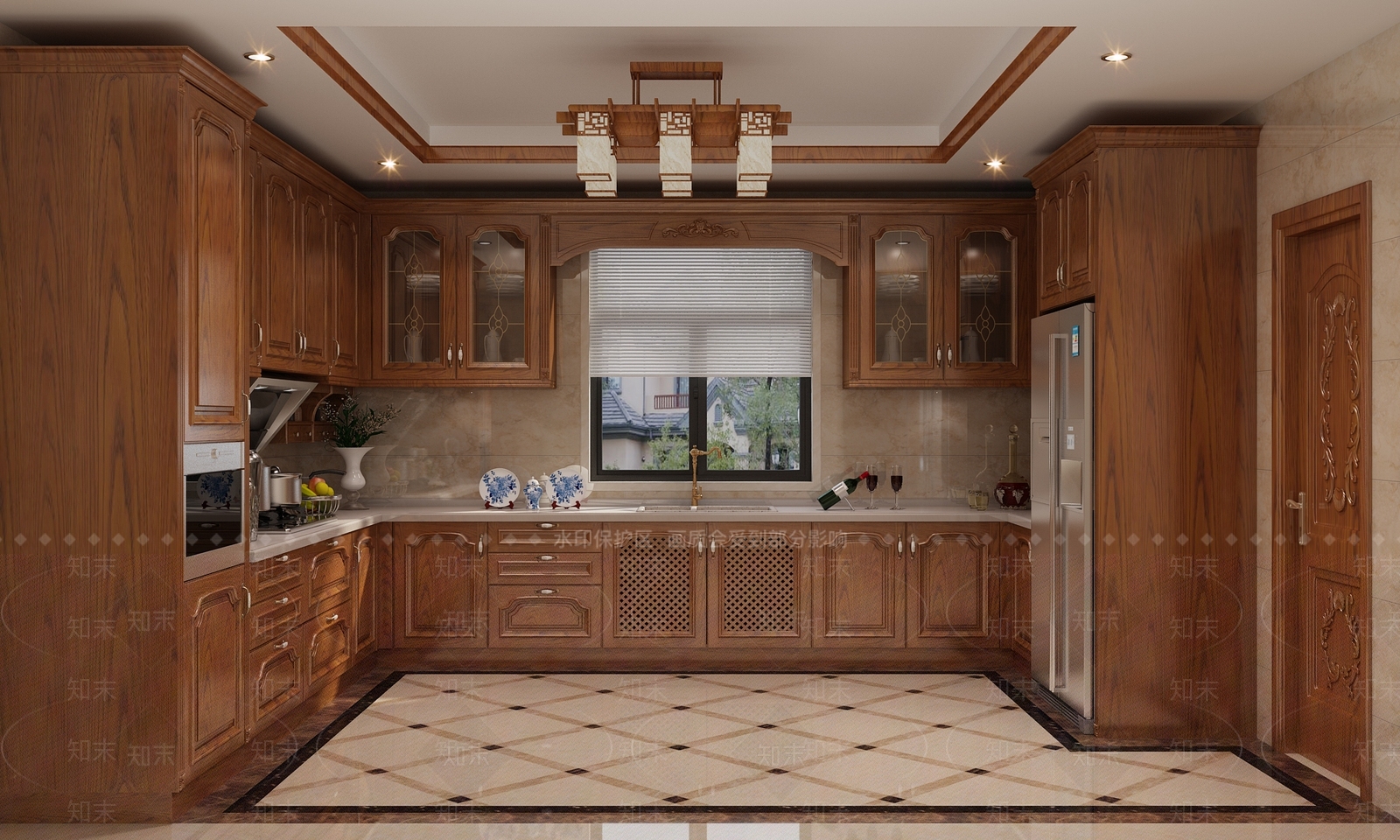欧式古典开放式厨房3D模型下载【ID:1106887616】