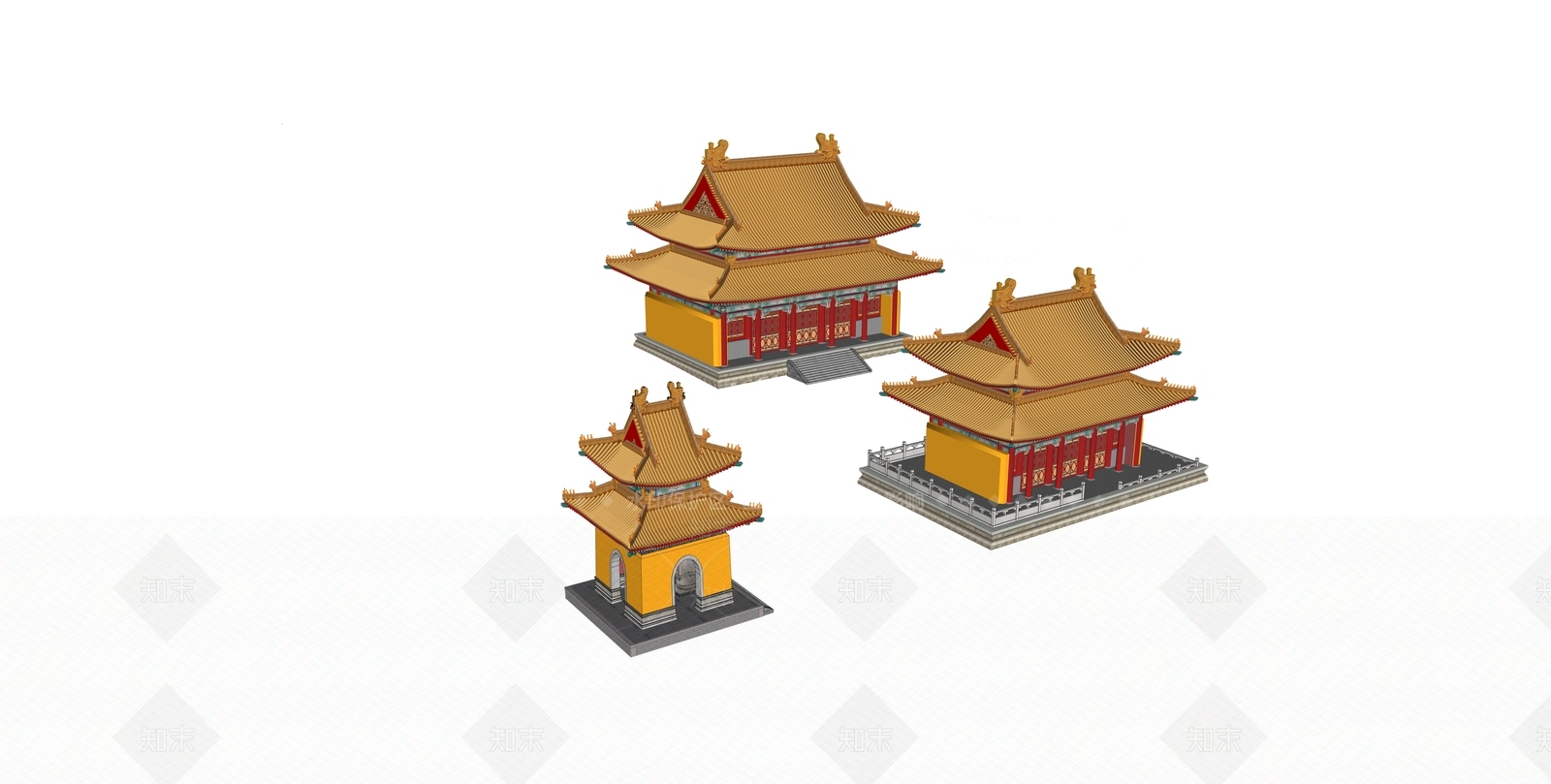 中式寺庙建筑SU模型下载【ID:1106886949】