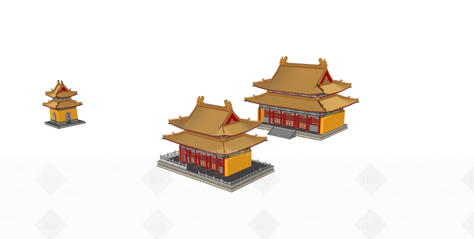 中式寺庙建筑SU模型下载【ID:1106886949】