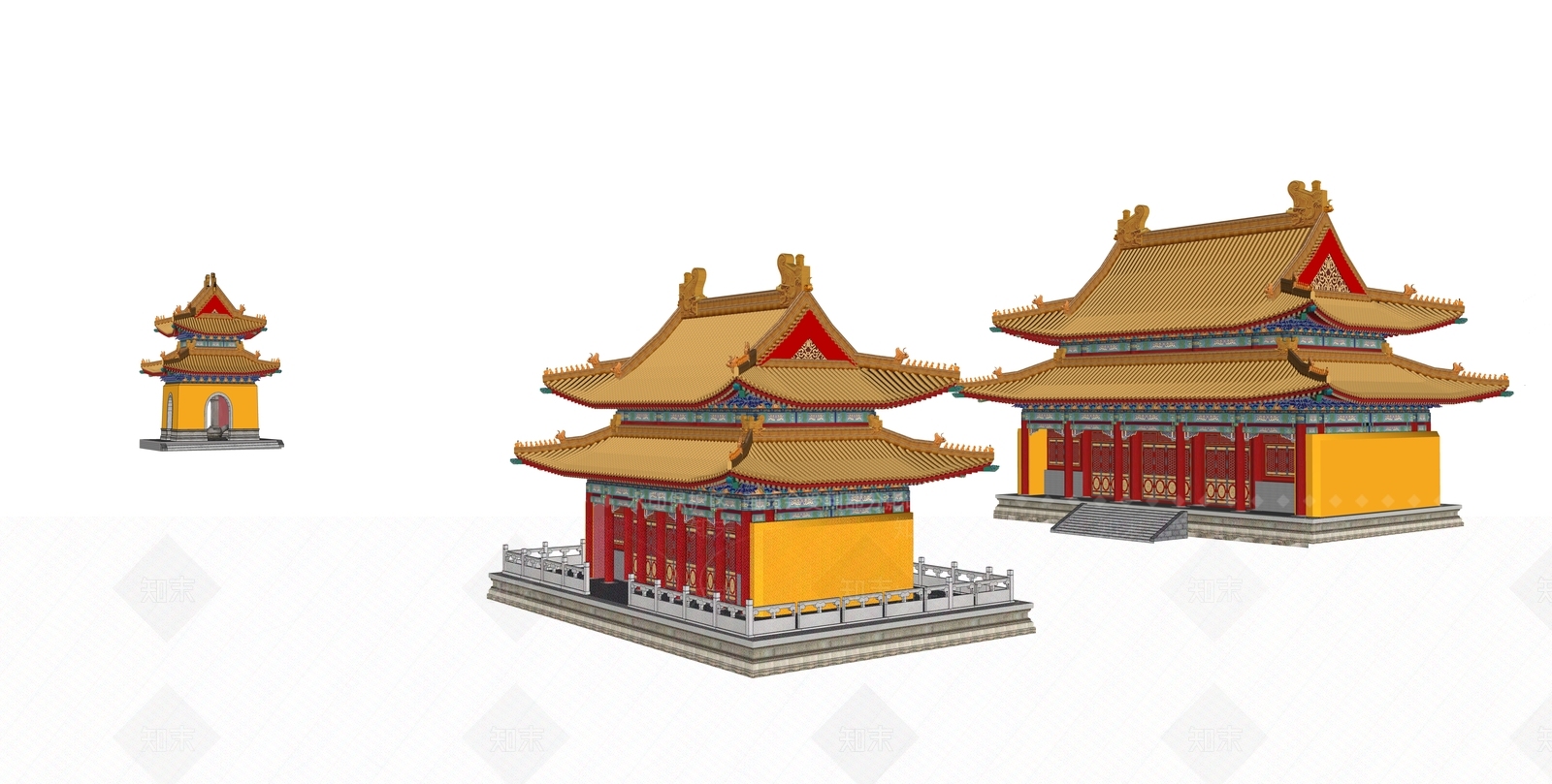 中式寺庙建筑SU模型下载【ID:1106886949】