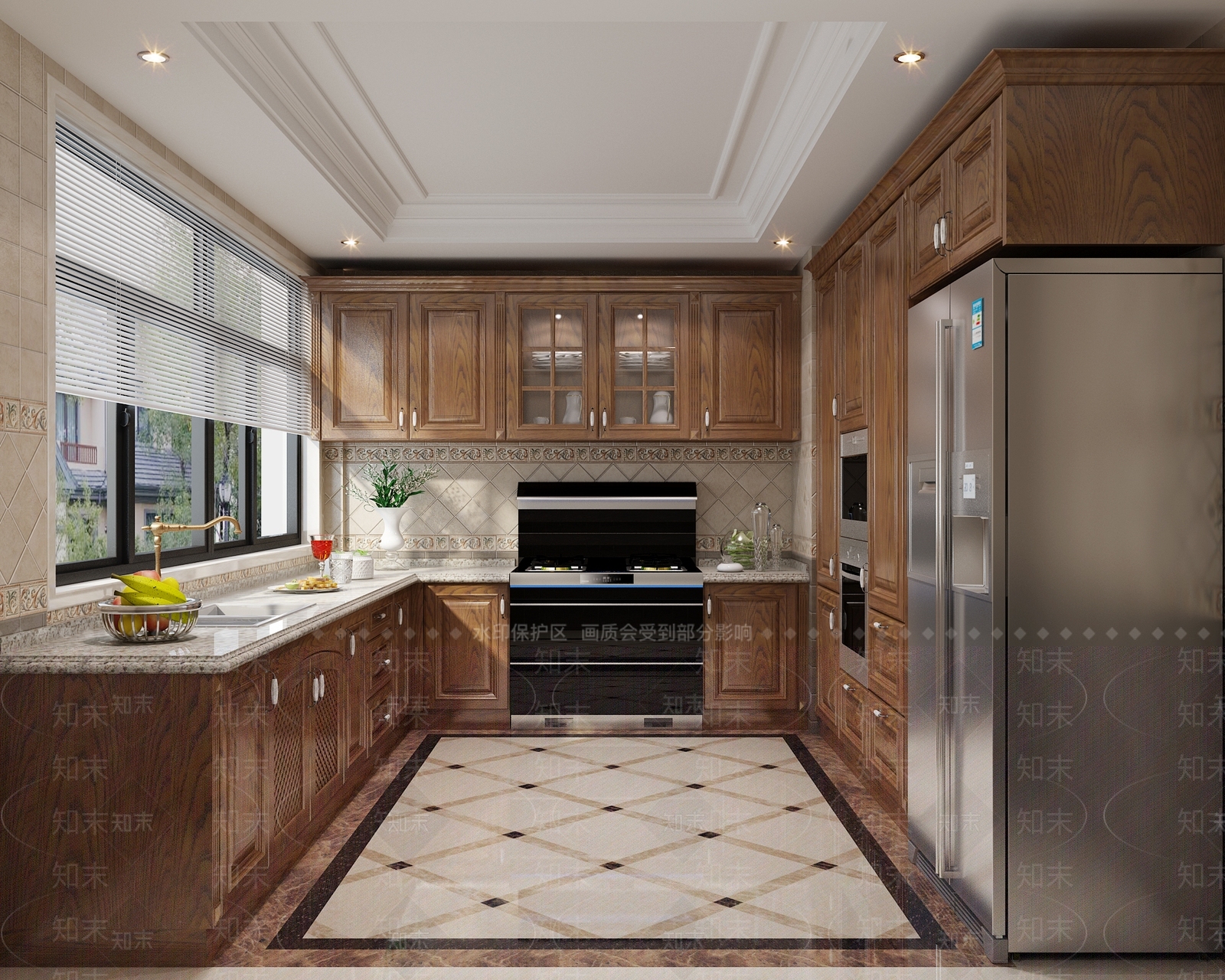 欧式古典封闭式厨房3D模型下载【ID:1106887783】