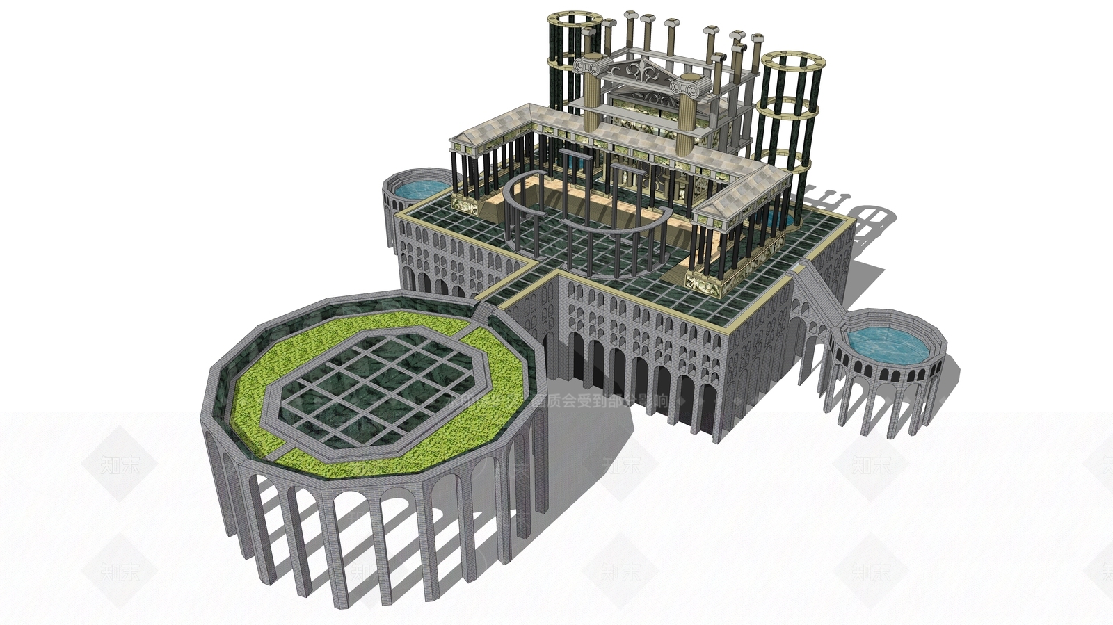 欧式寺庙建筑SU模型下载【ID:1106888703】