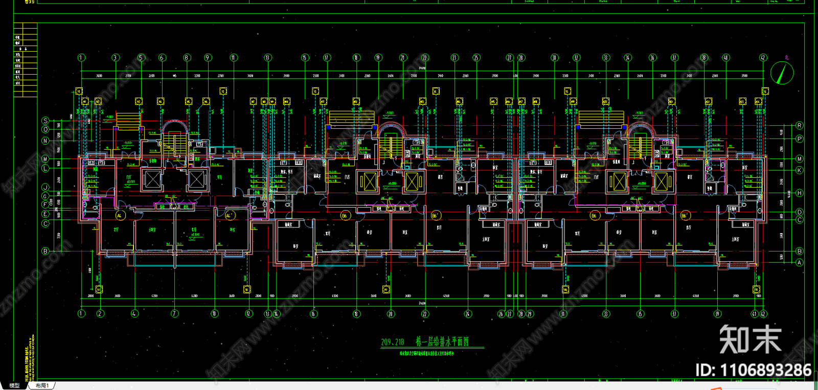 普通住宅楼给排水全套图cad施工图下载【ID:1106893286】