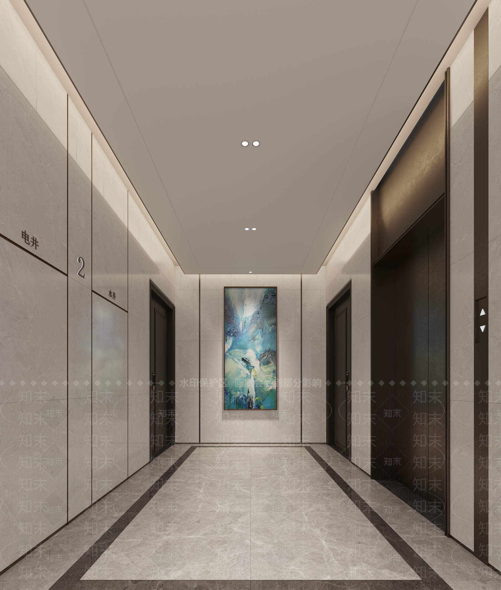 现代电梯间3D模型下载【ID:1106899046】