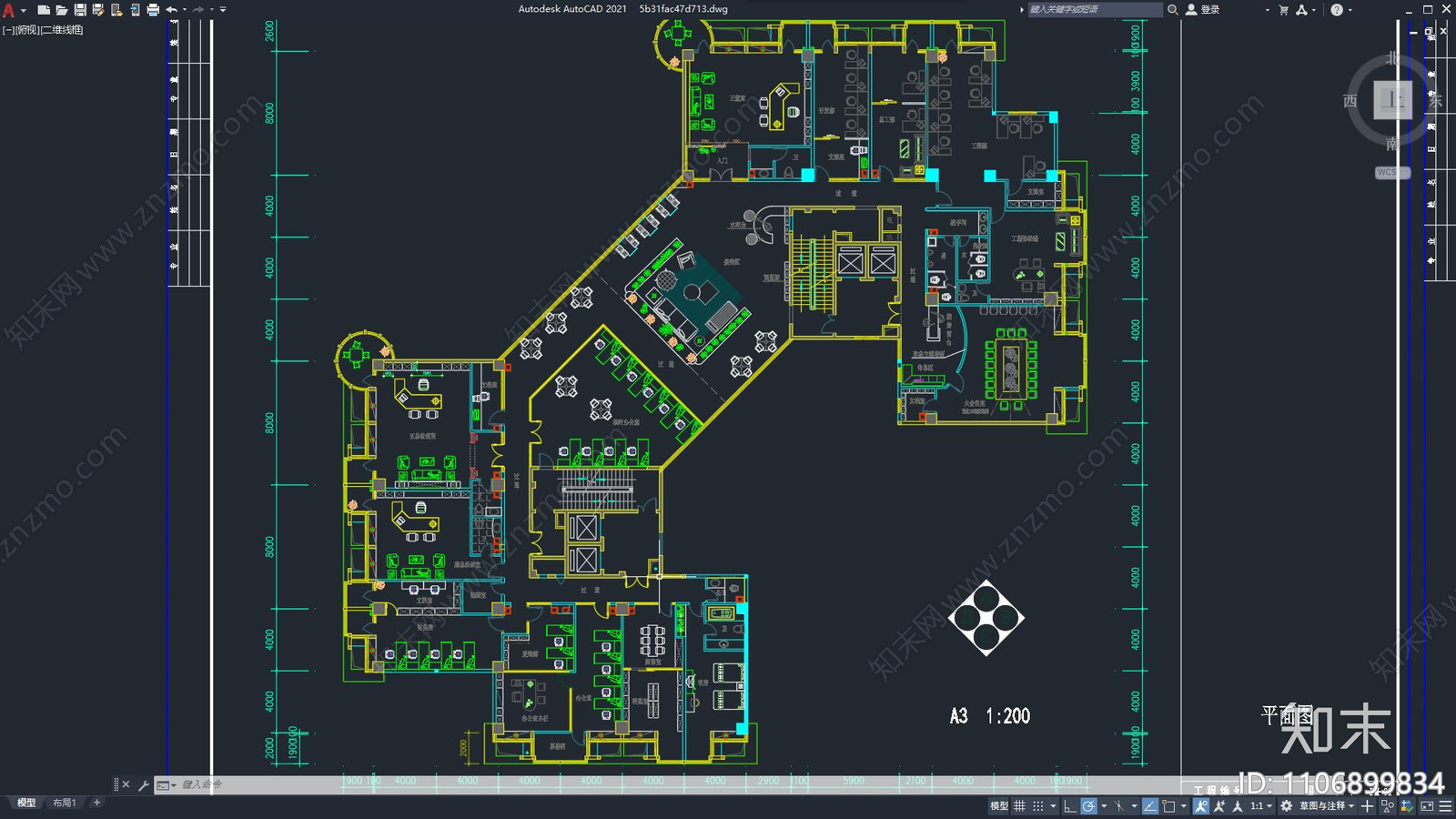 现代简约办公空间cad施工图下载【ID:1106899834】