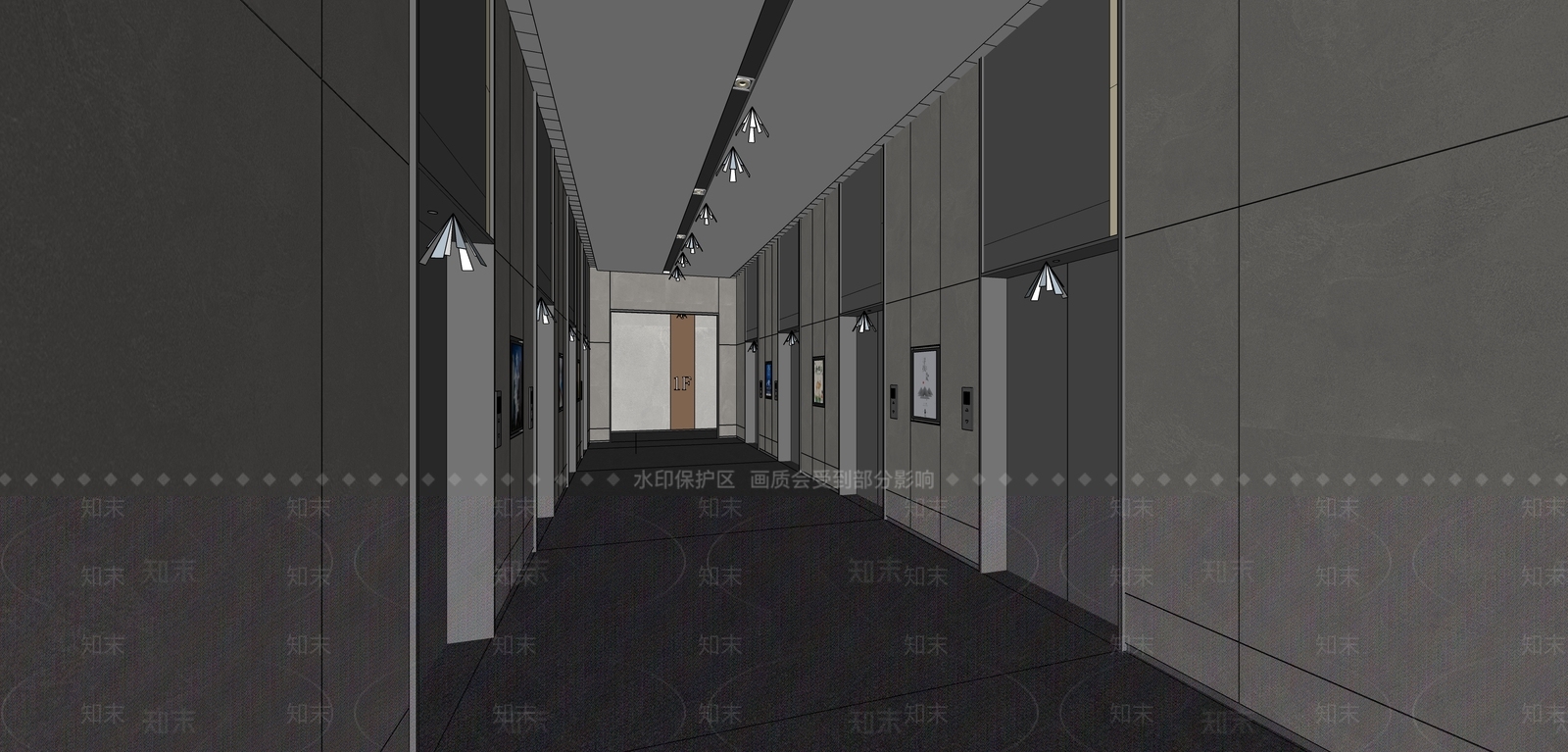 现代电梯厅SU模型下载【ID:1106900425】
