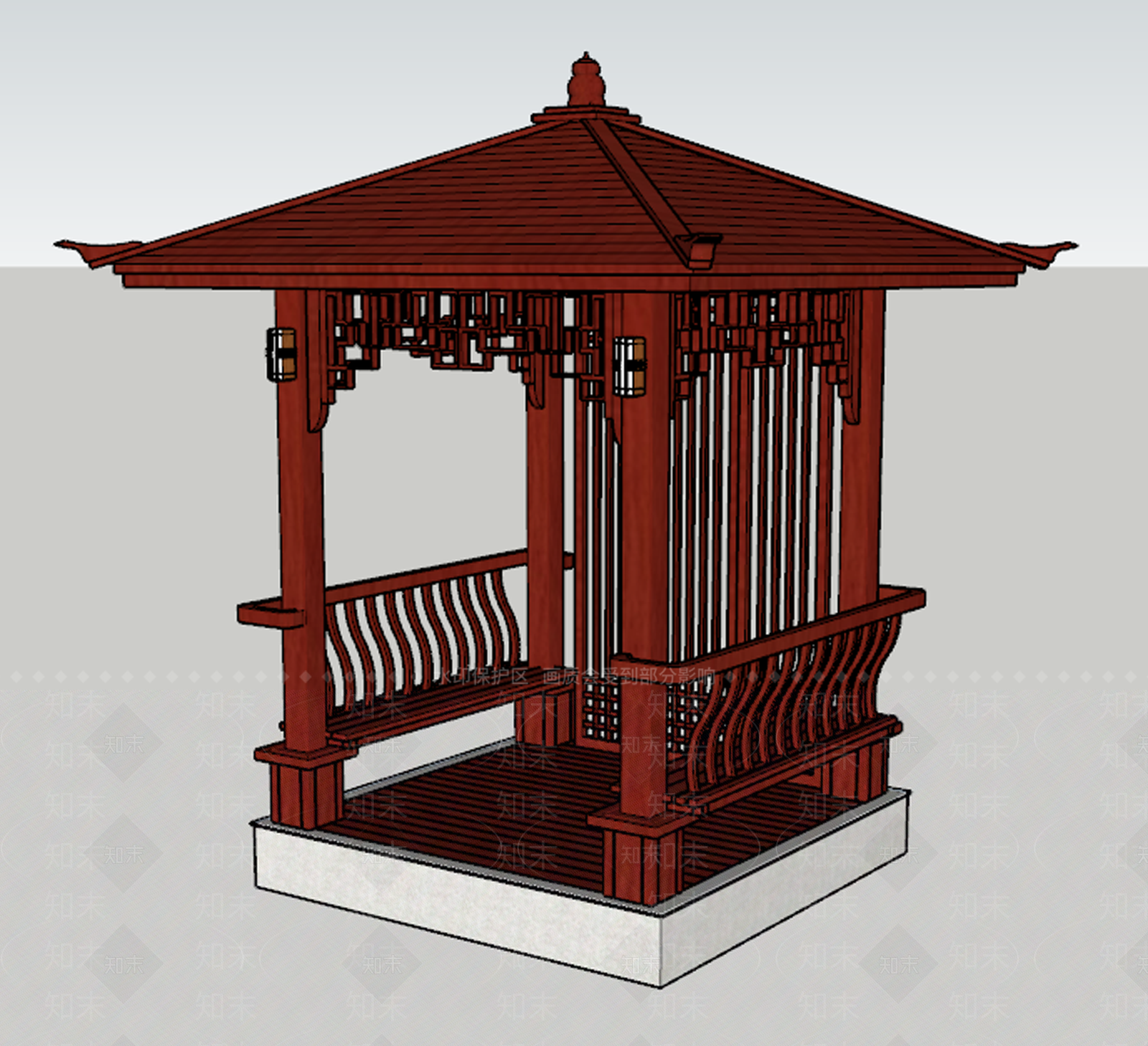 中式凉亭SU模型下载【ID:1106902287】