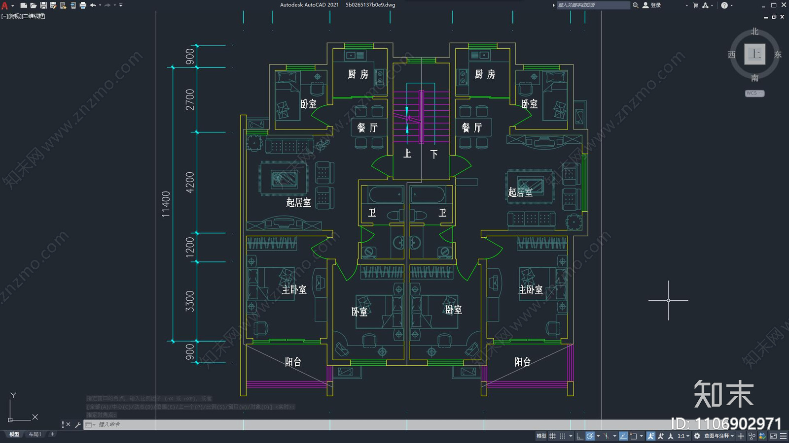 现代简约家装空间cad施工图下载【ID:1106902971】