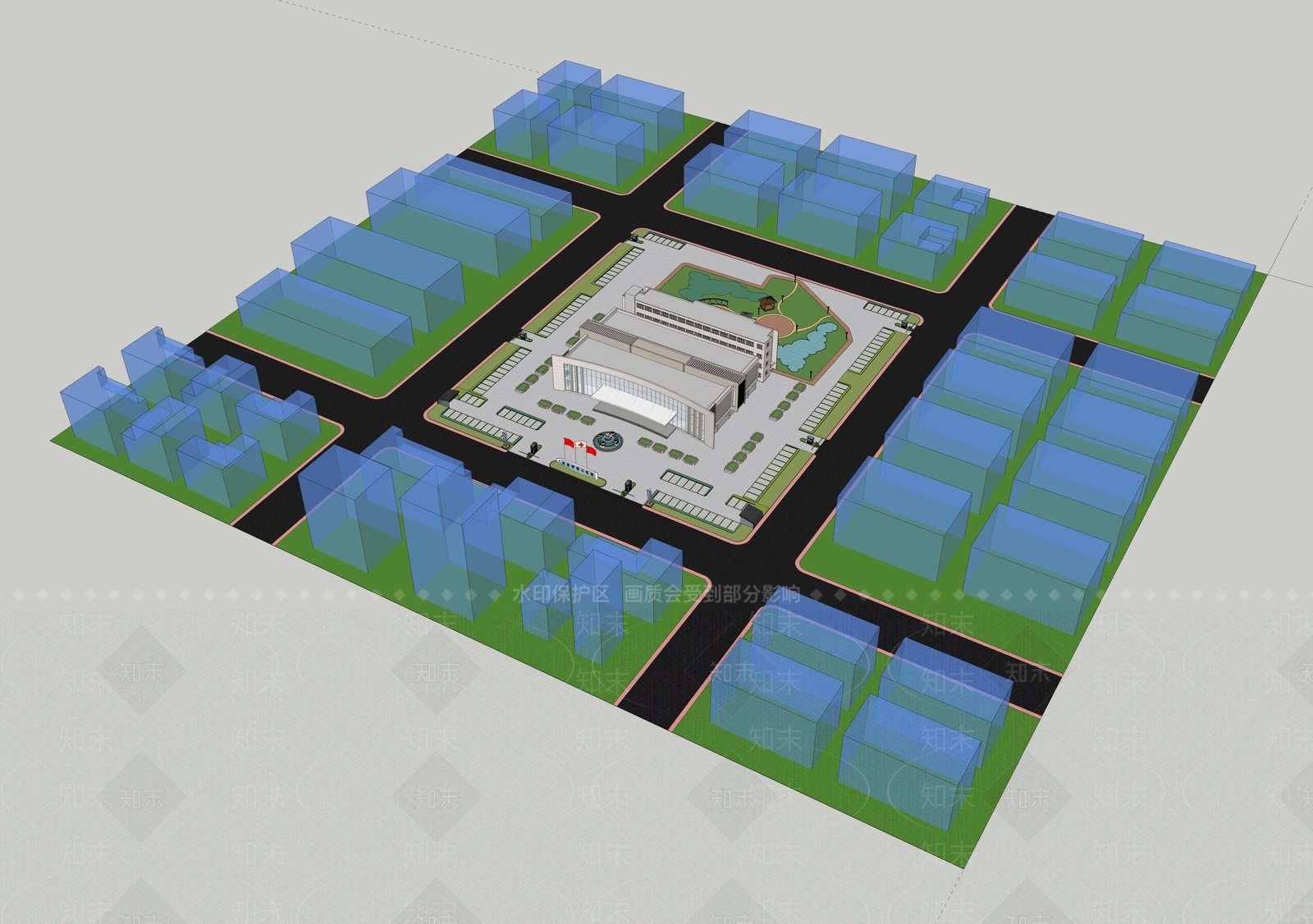 现代医疗建筑SU模型下载【ID:1106910182】