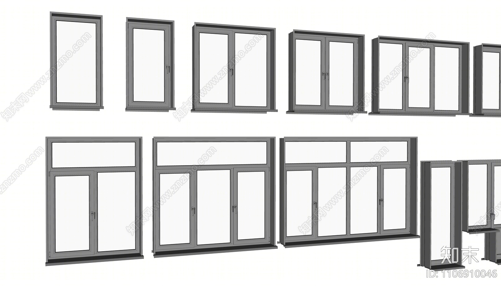 现代窗户组合SU模型下载【ID:1106910046】
