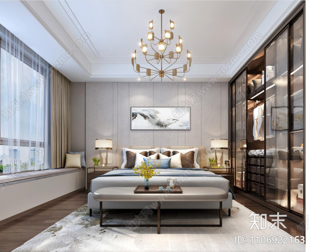 新中式家装施工图cad施工图下载【ID:1106922163】