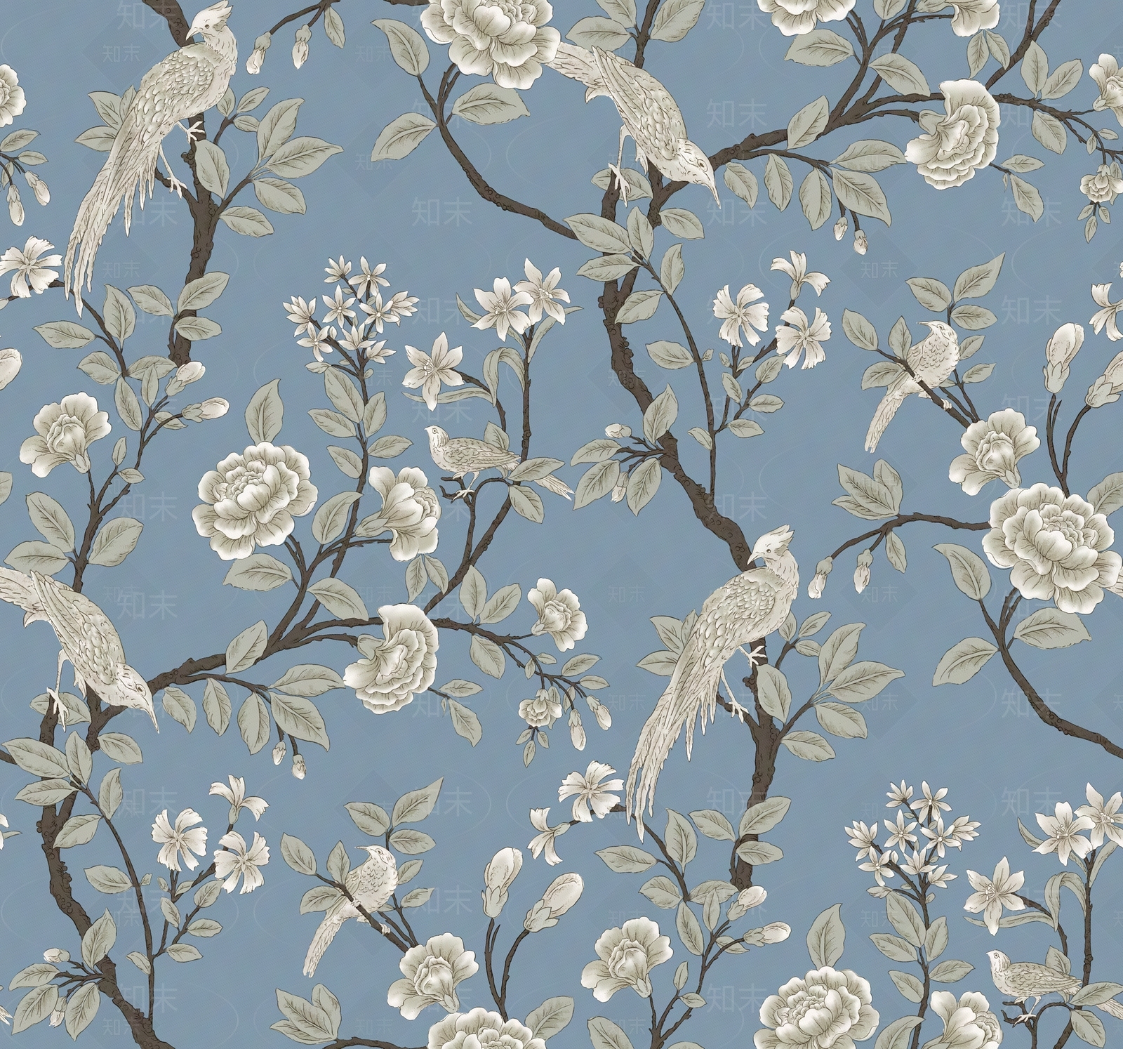 新中式花鸟复古壁纸贴图下载【ID:1106920545】