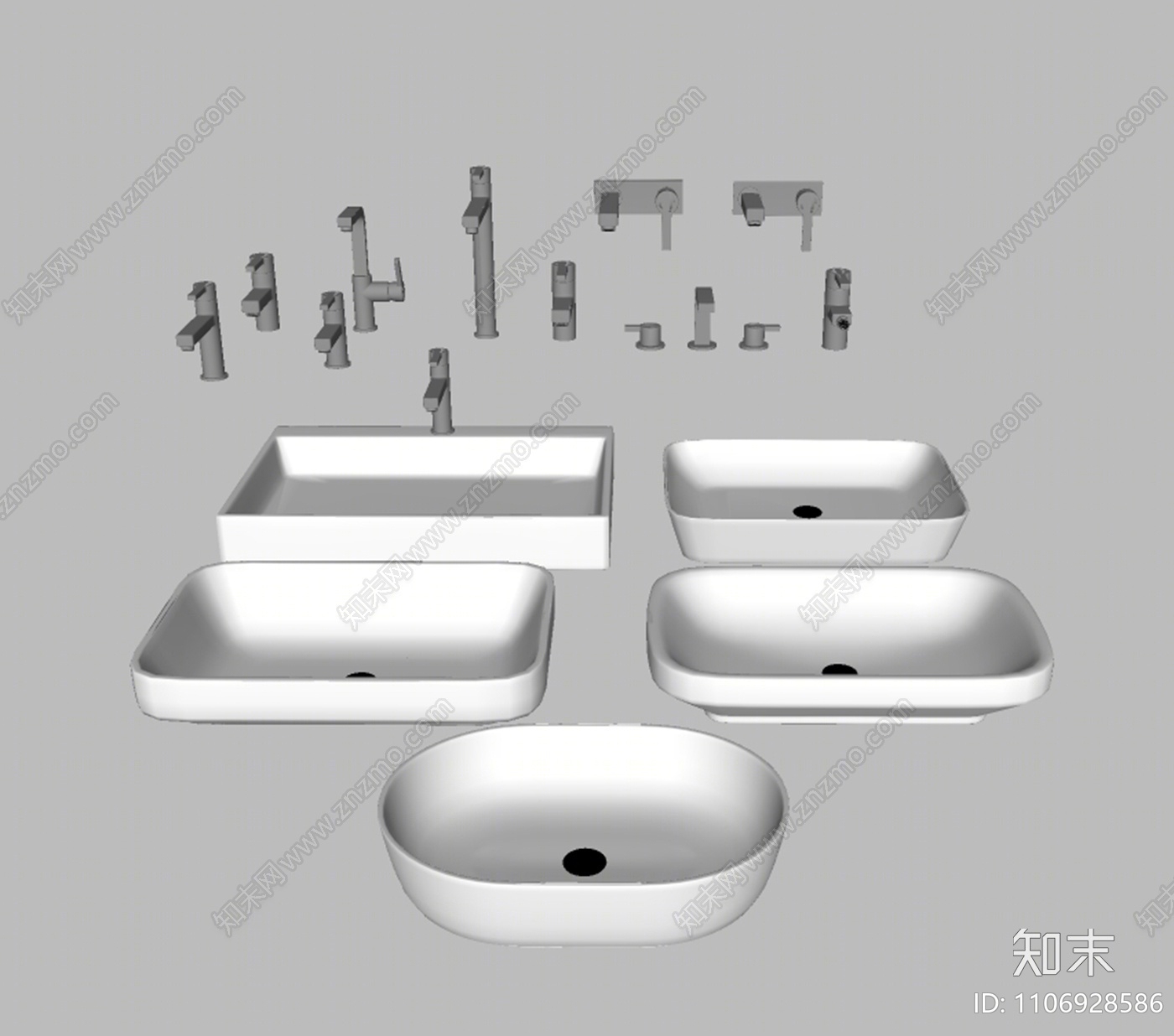 现代洗面盆SU模型下载【ID:1106928586】