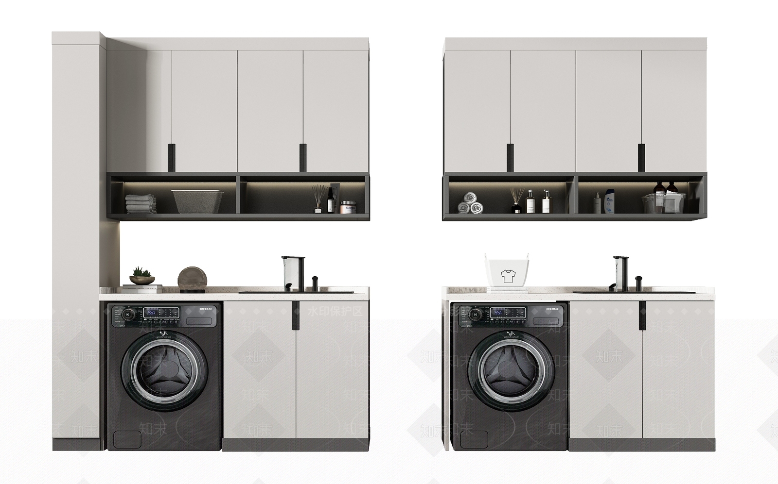 现代阳台洗衣柜SU模型下载【ID:1106929869】