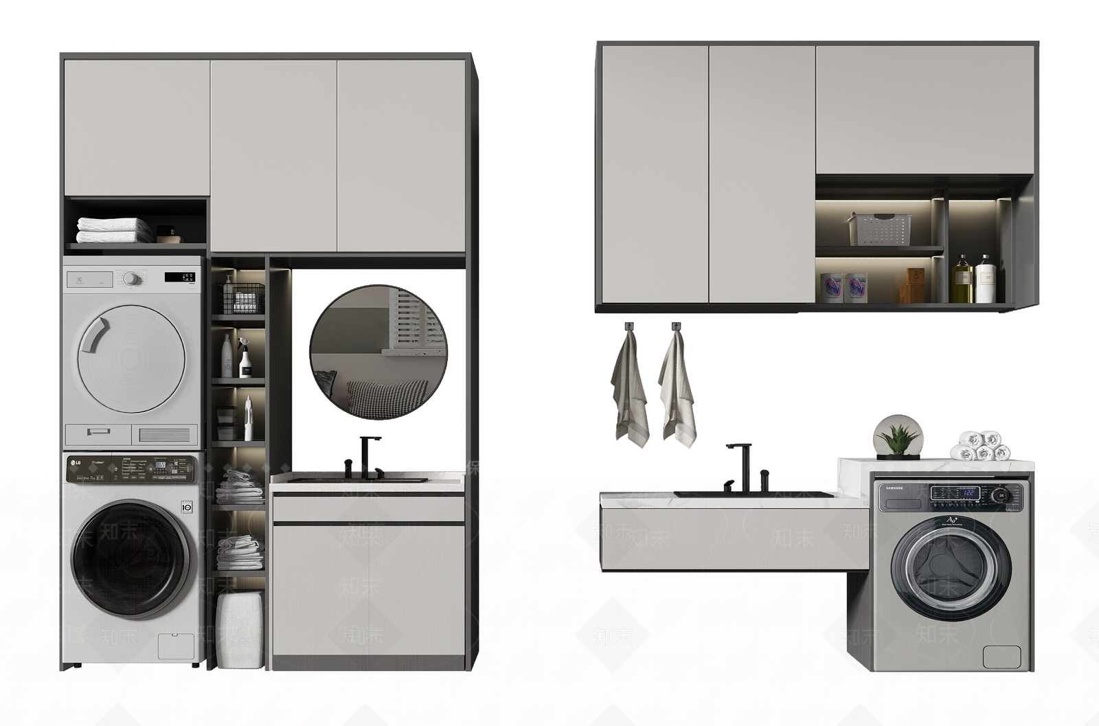 现代阳台洗衣柜SU模型下载【ID:1106929893】