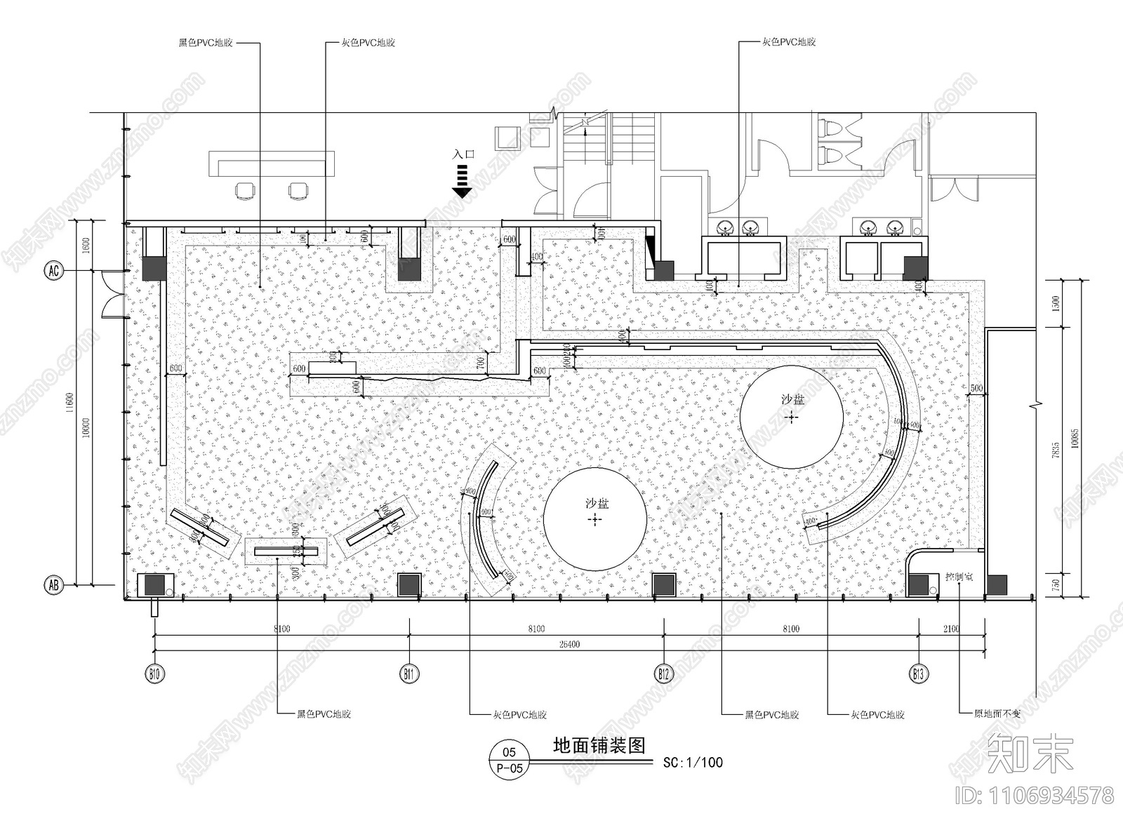 300㎡科技创新集团展厅CAD施工图施工图下载【ID:1106934578】