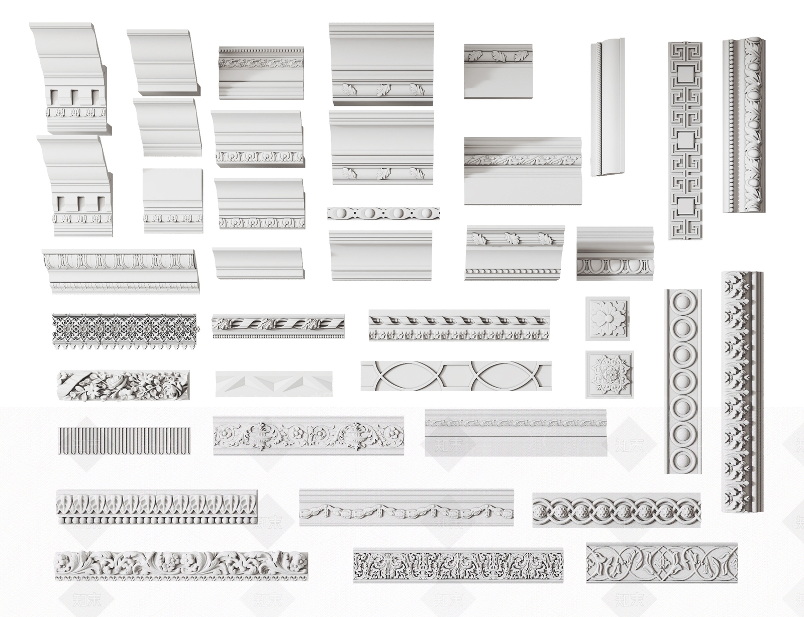 欧式古典石膏线条3D模型下载【ID:1106935619】