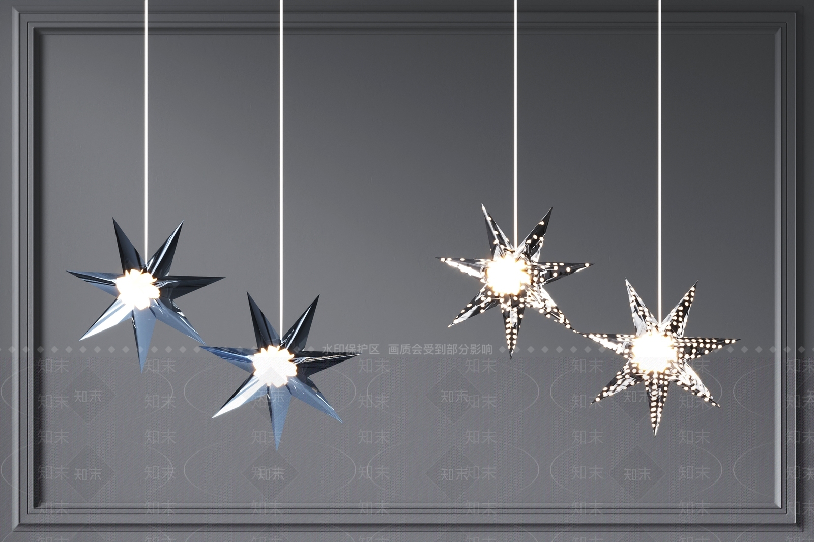 现代星星吊灯3D模型下载【ID:1106942727】