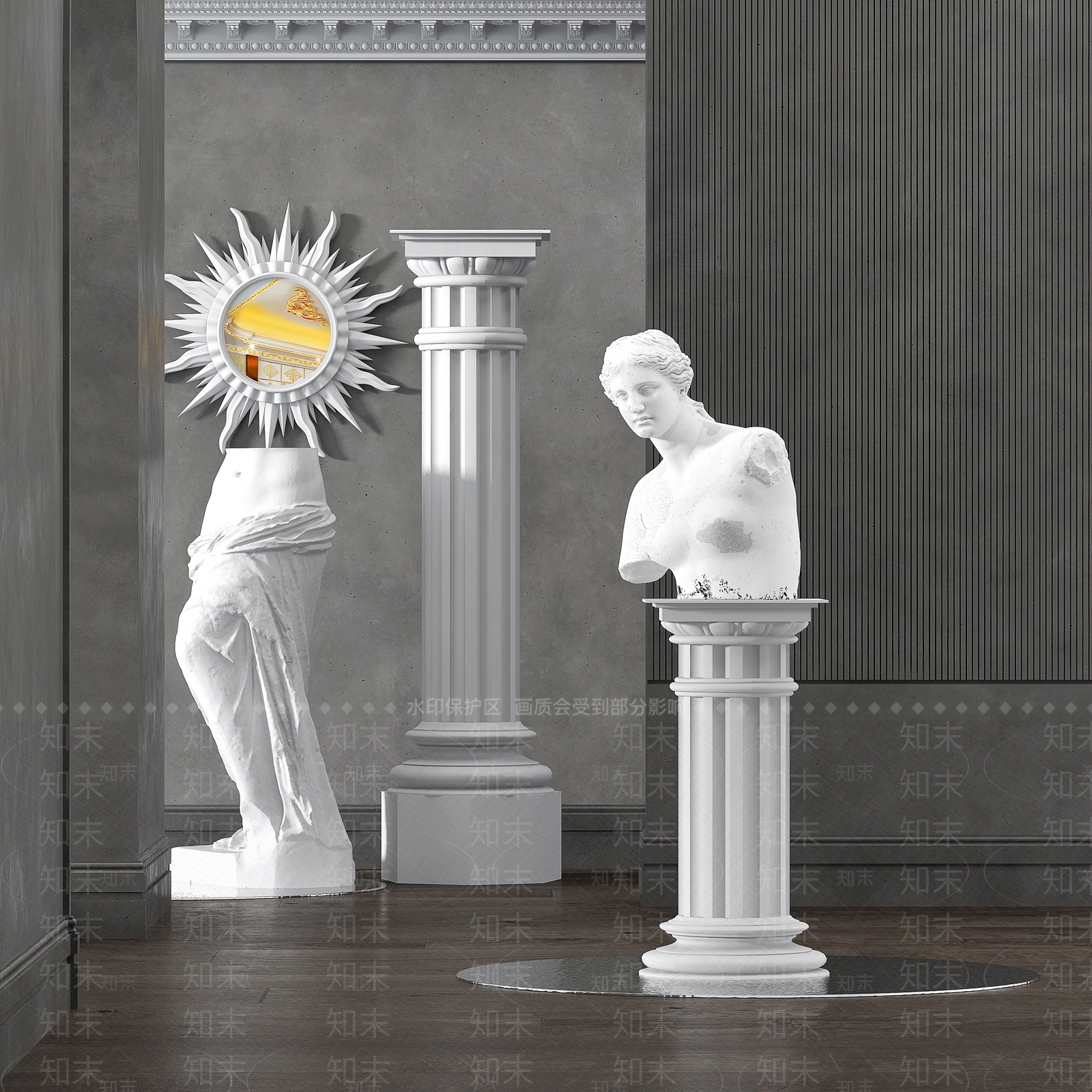 欧式石膏雕塑SU模型下载【ID:1106946184】