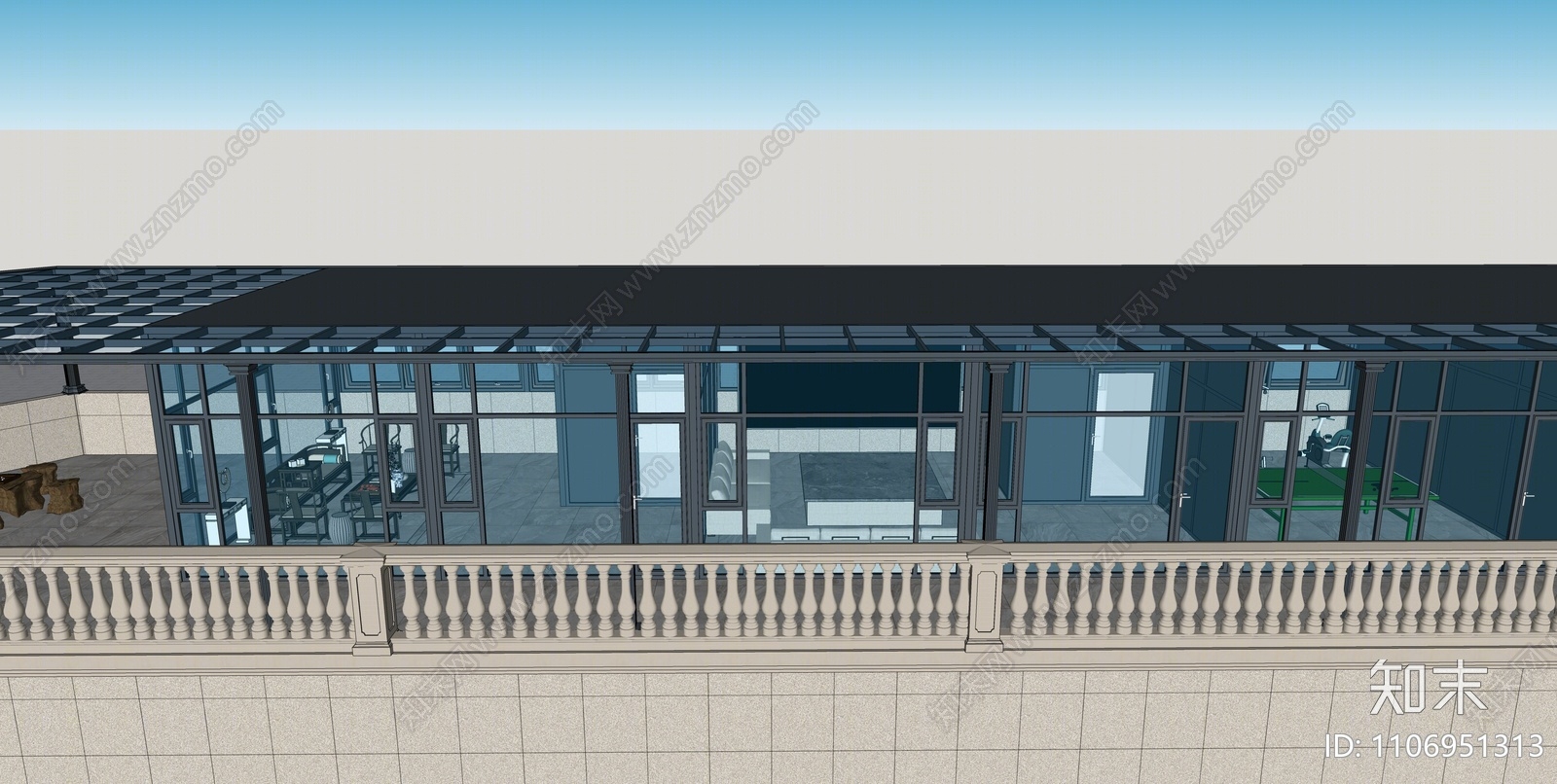 现代阳光房SU模型下载【ID:1106951313】