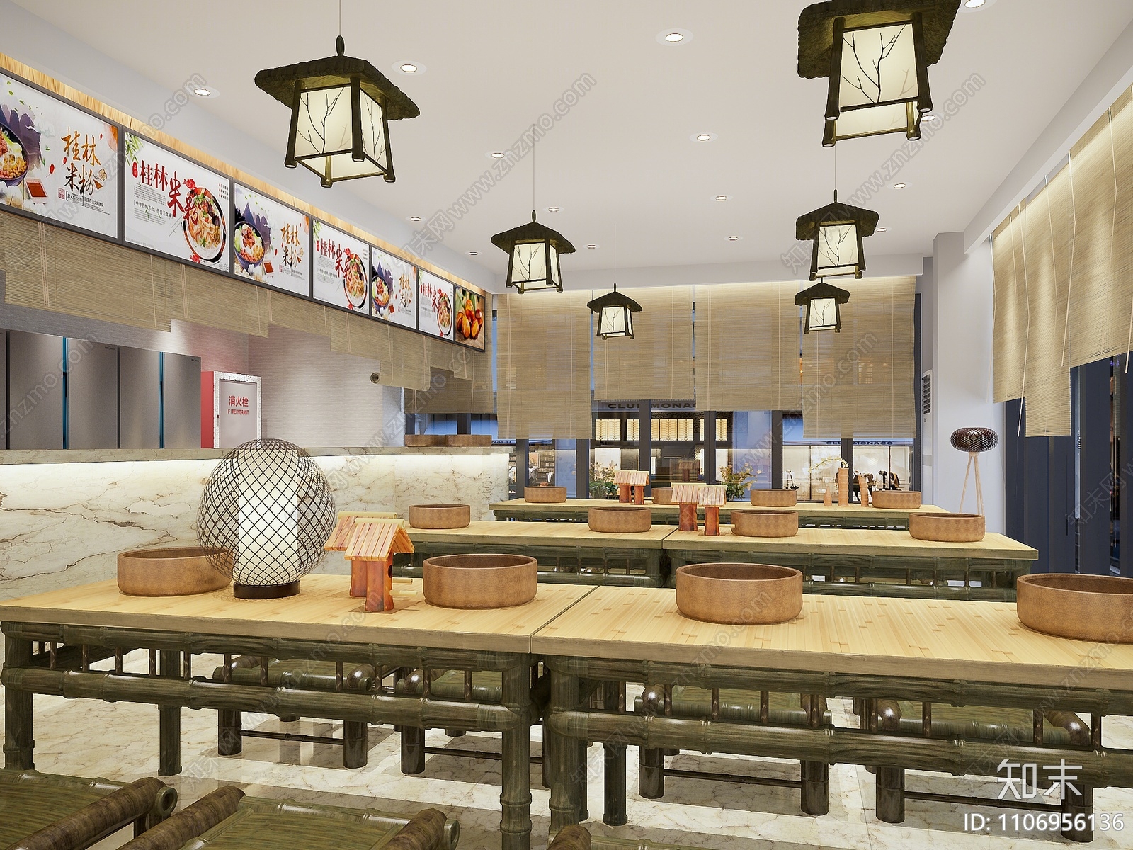 新中式桂林米粉店3D模型下载【ID:1106956136】