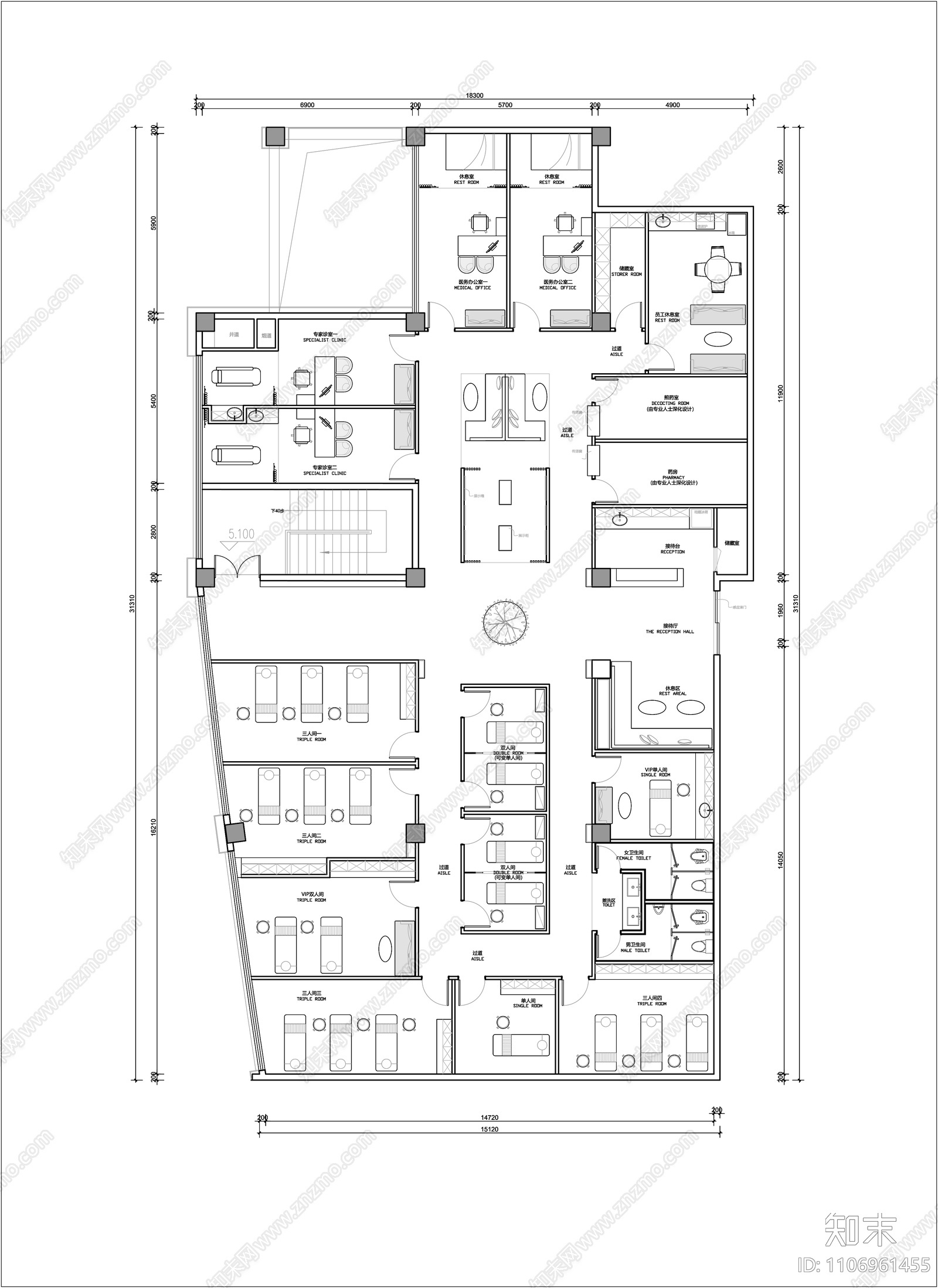 中医馆理疗施工图施工图下载【ID:1106961455】