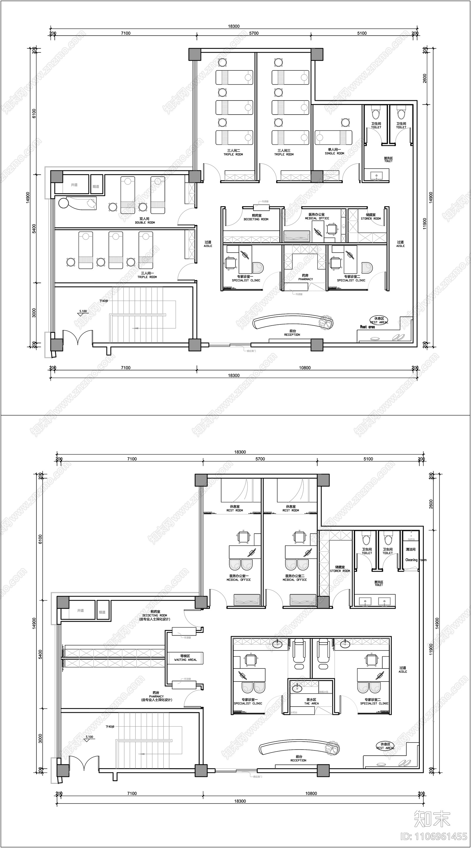 中医馆理疗施工图施工图下载【ID:1106961455】