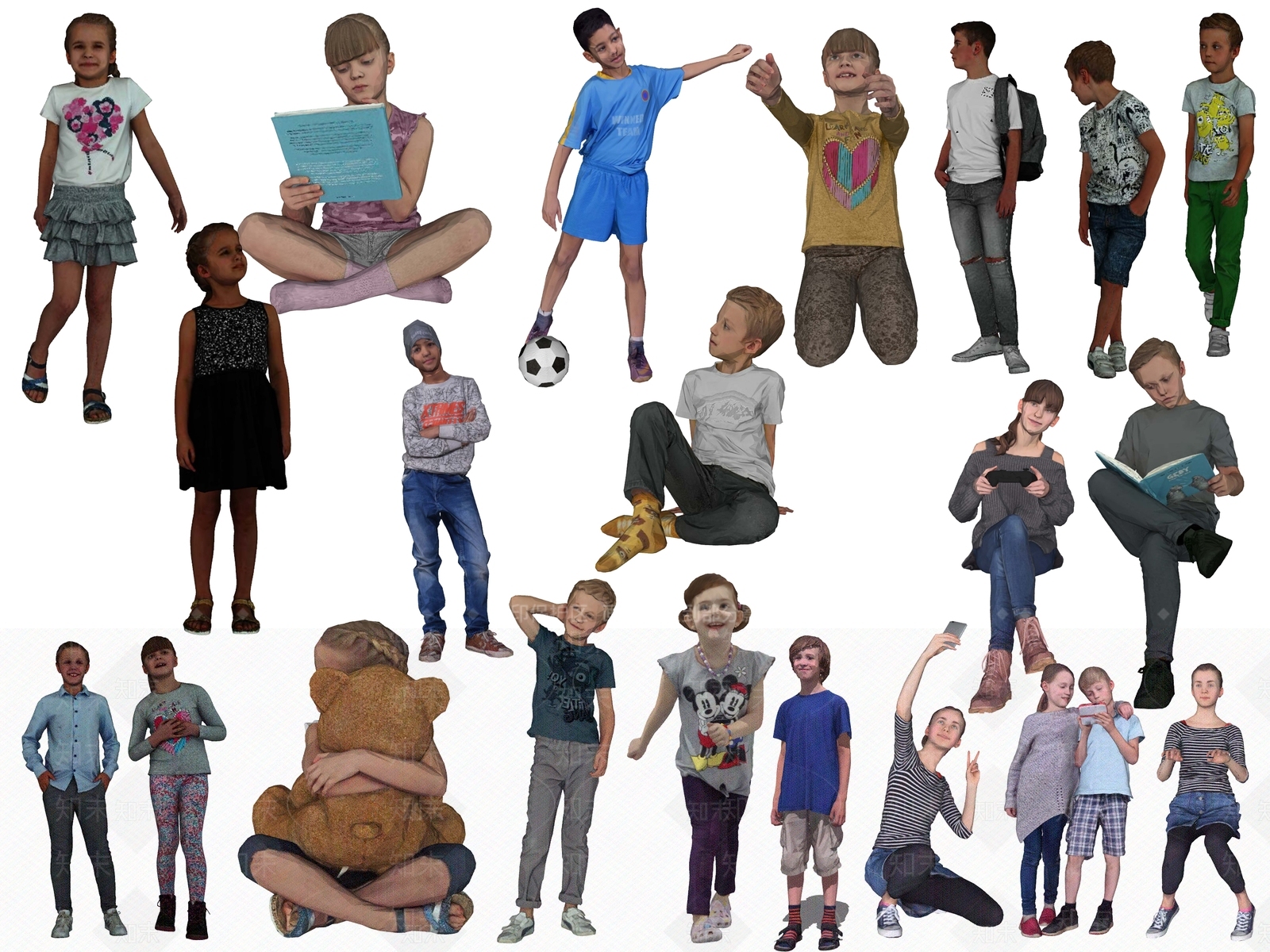 现代儿童人物组合SU模型下载【ID:1106968471】