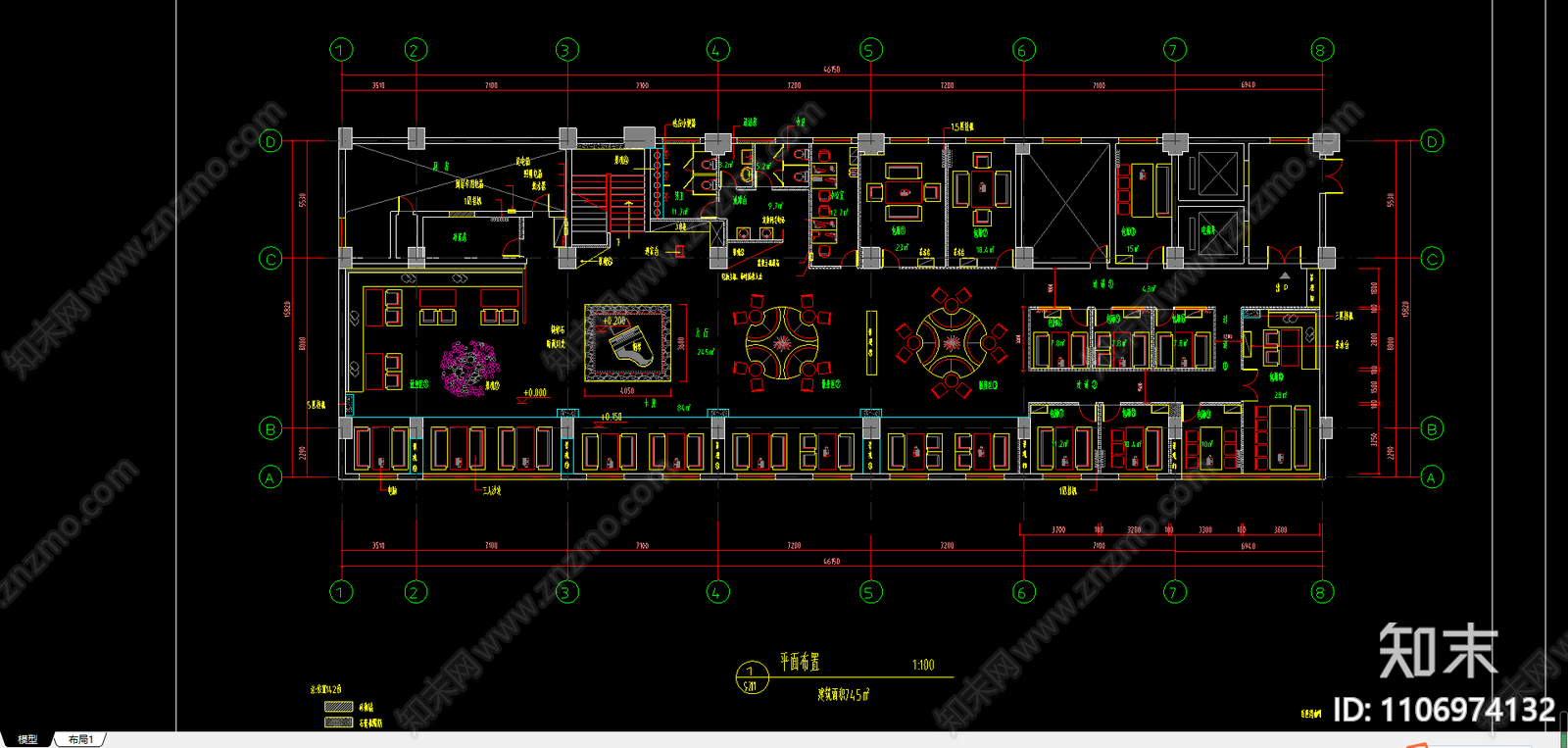 标准型咖啡厅装修CAD图纸施工图下载【ID:1106974132】