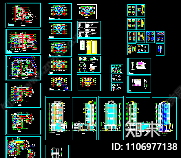 高层住宅建筑cad素材施工图下载【ID:1106977138】