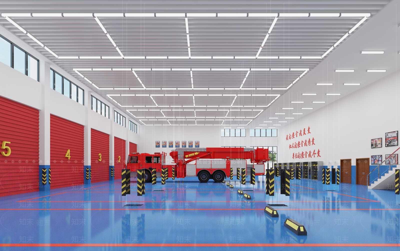 现代消防车库3D模型下载【ID:1107103805】