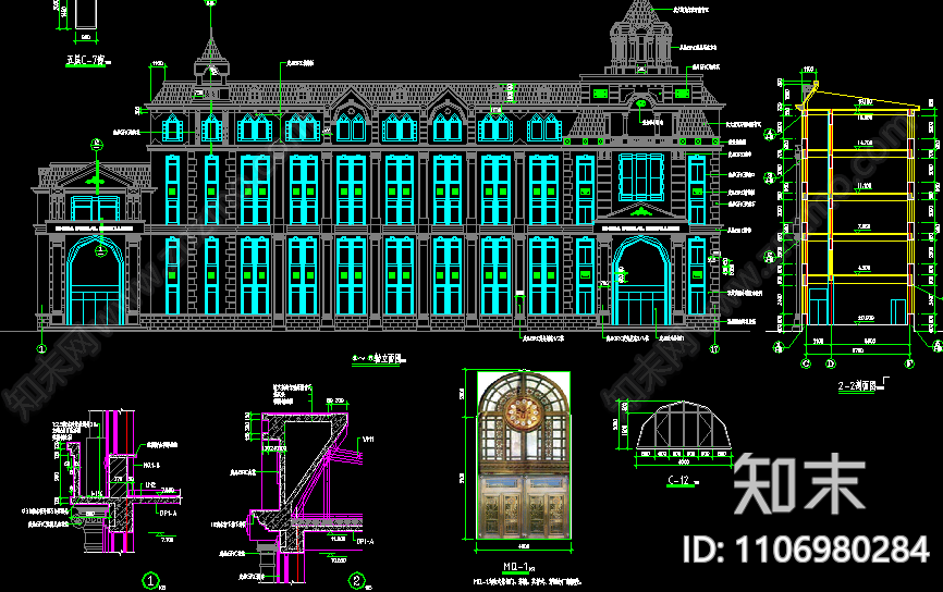 社报局办公楼建筑结构图cad施工图下载【ID:1106980284】