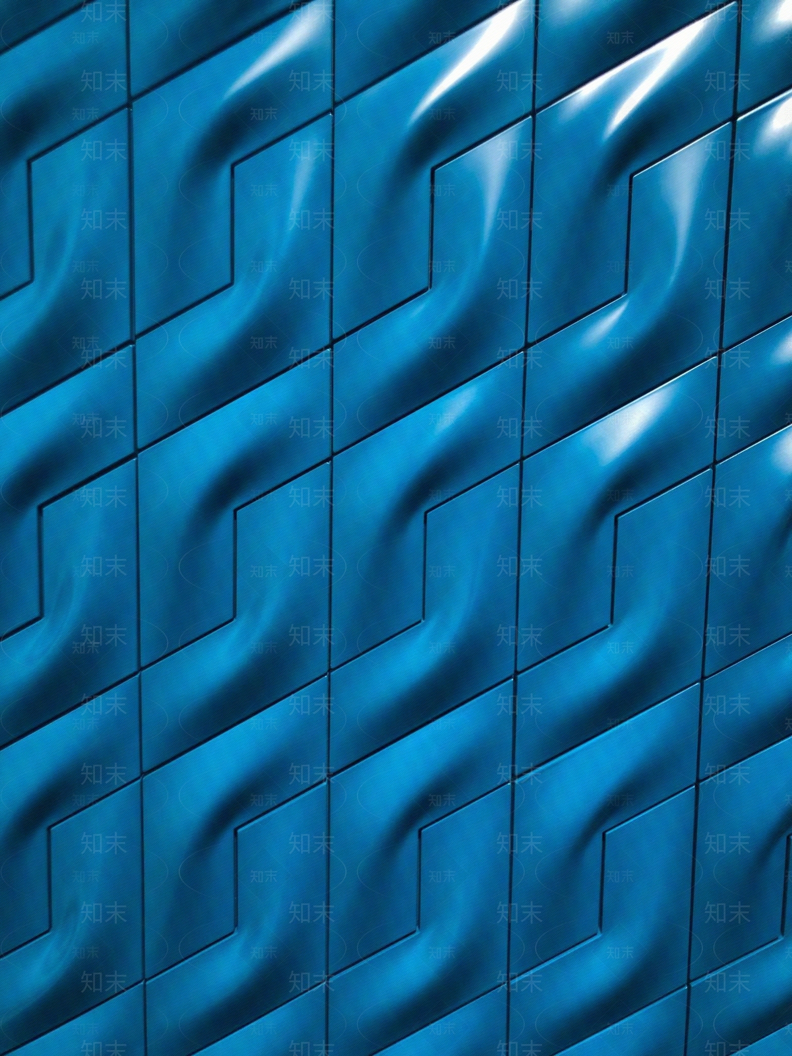 三维立体几何蓝色瓷砖贴图下载