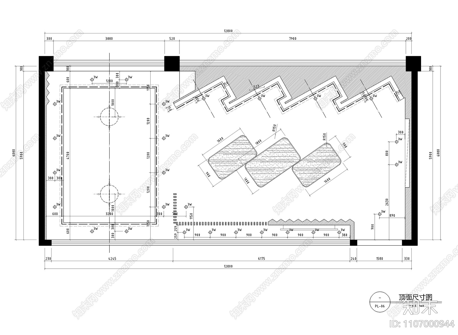 展厅接待洽谈会所CAD施工图cad施工图下载【ID:1107000944】