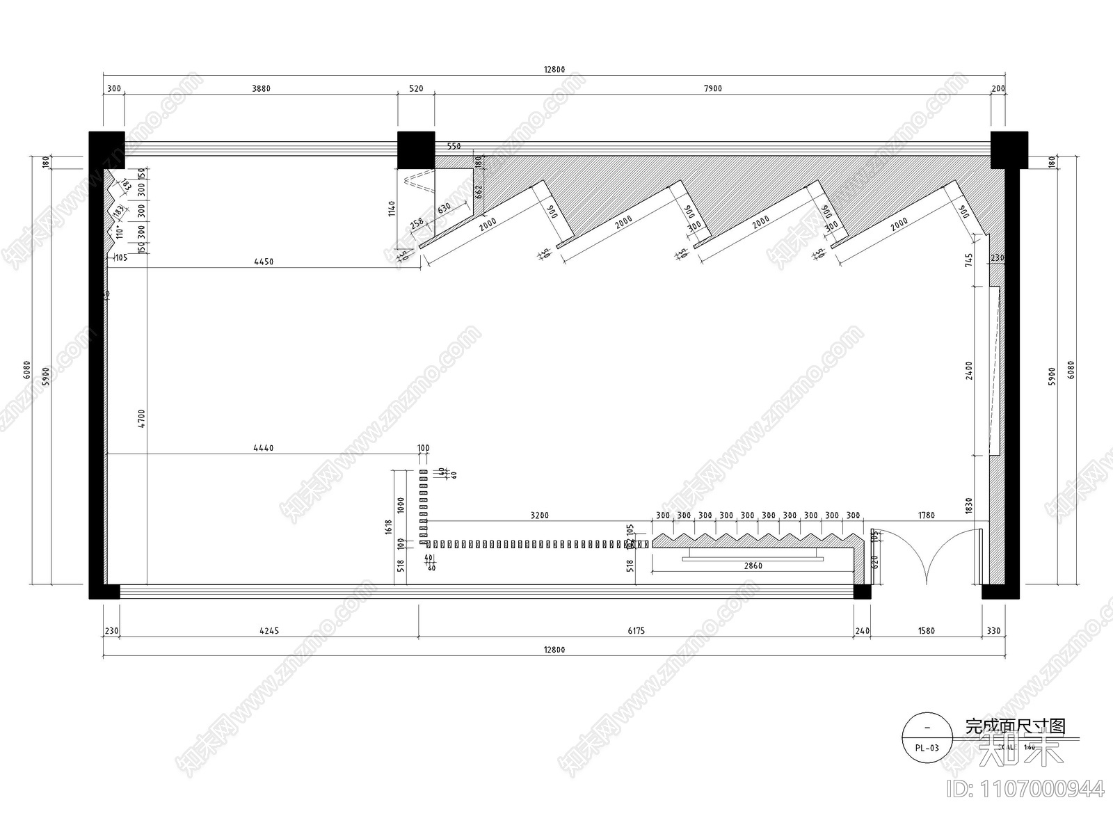 展厅接待洽谈会所CAD施工图cad施工图下载【ID:1107000944】