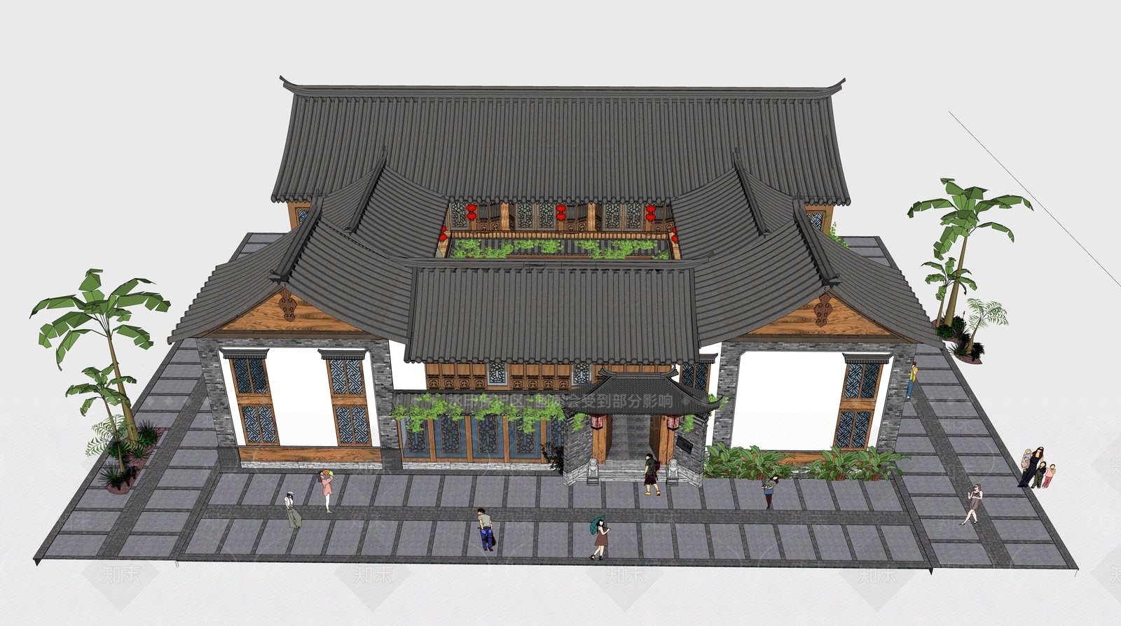 中式四合院SU模型下载【ID:1107005150】