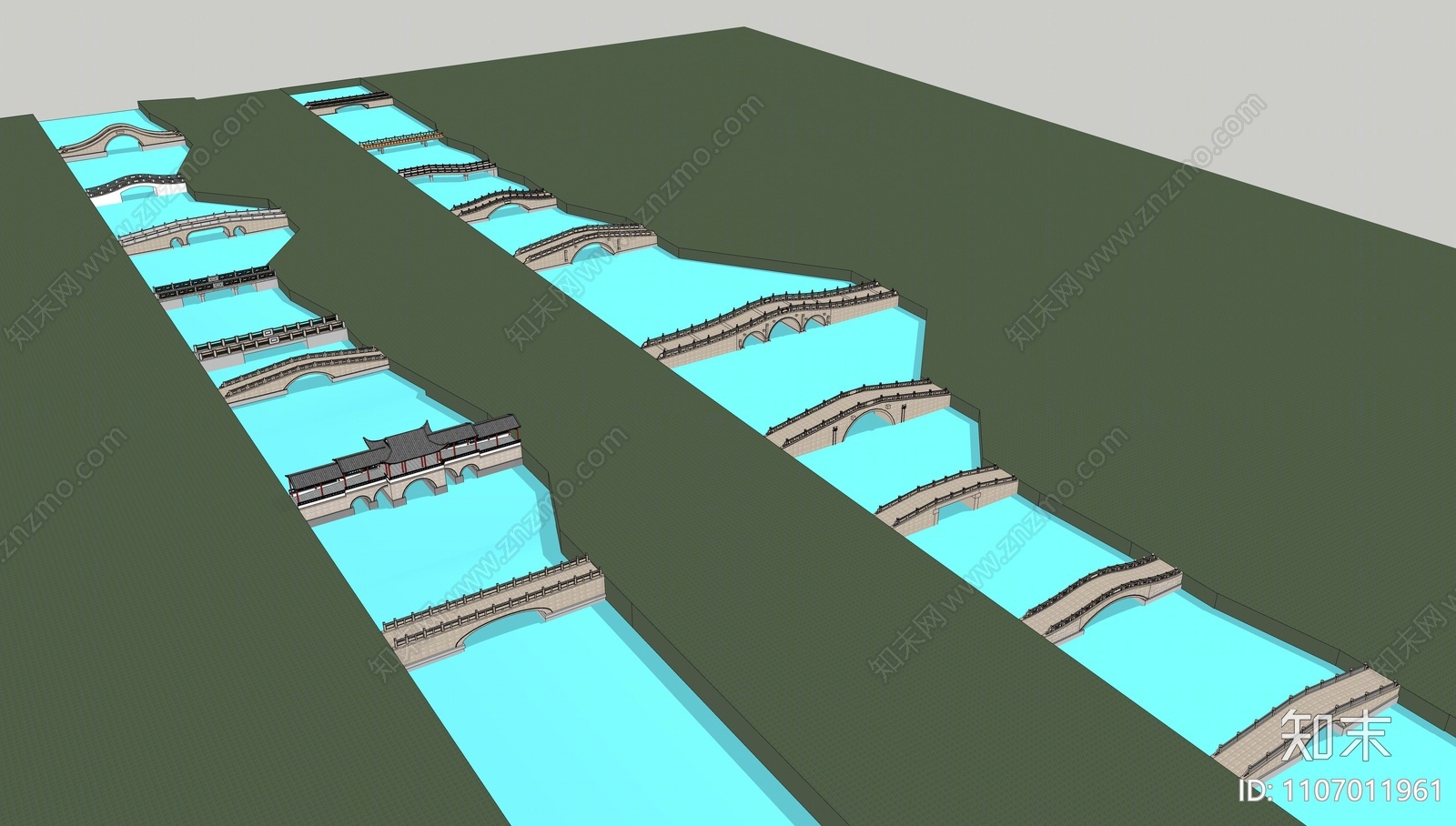 中式景观桥SU模型下载【ID:1107011961】