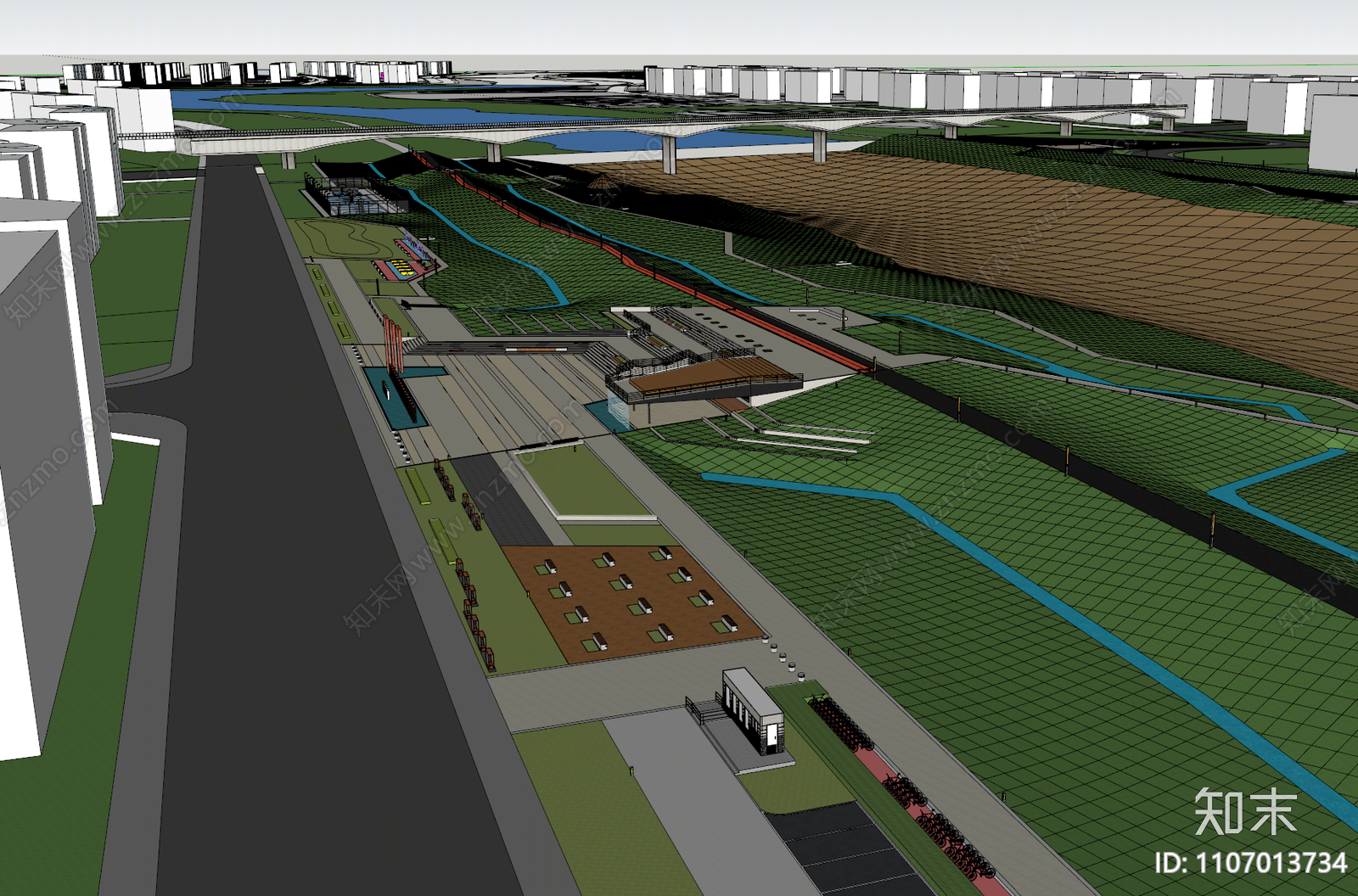 现代滨水景观SU模型下载【ID:1107013734】