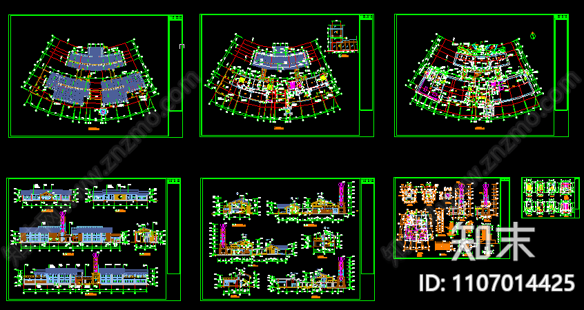 半岛会所施工图cad施工图下载【ID:1107014425】