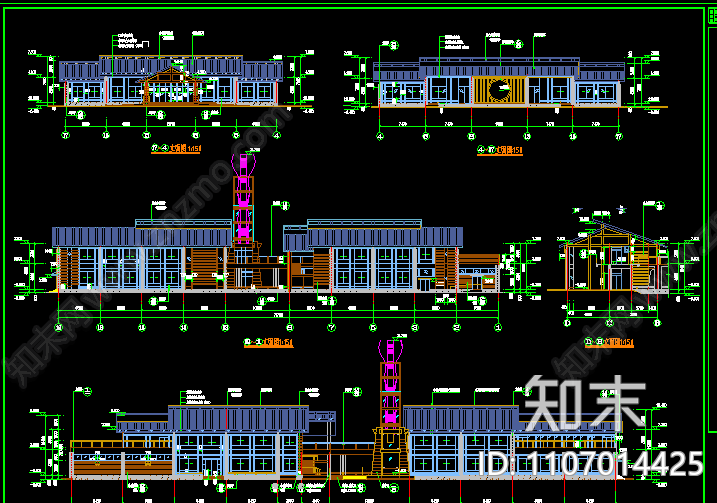 半岛会所施工图cad施工图下载【ID:1107014425】