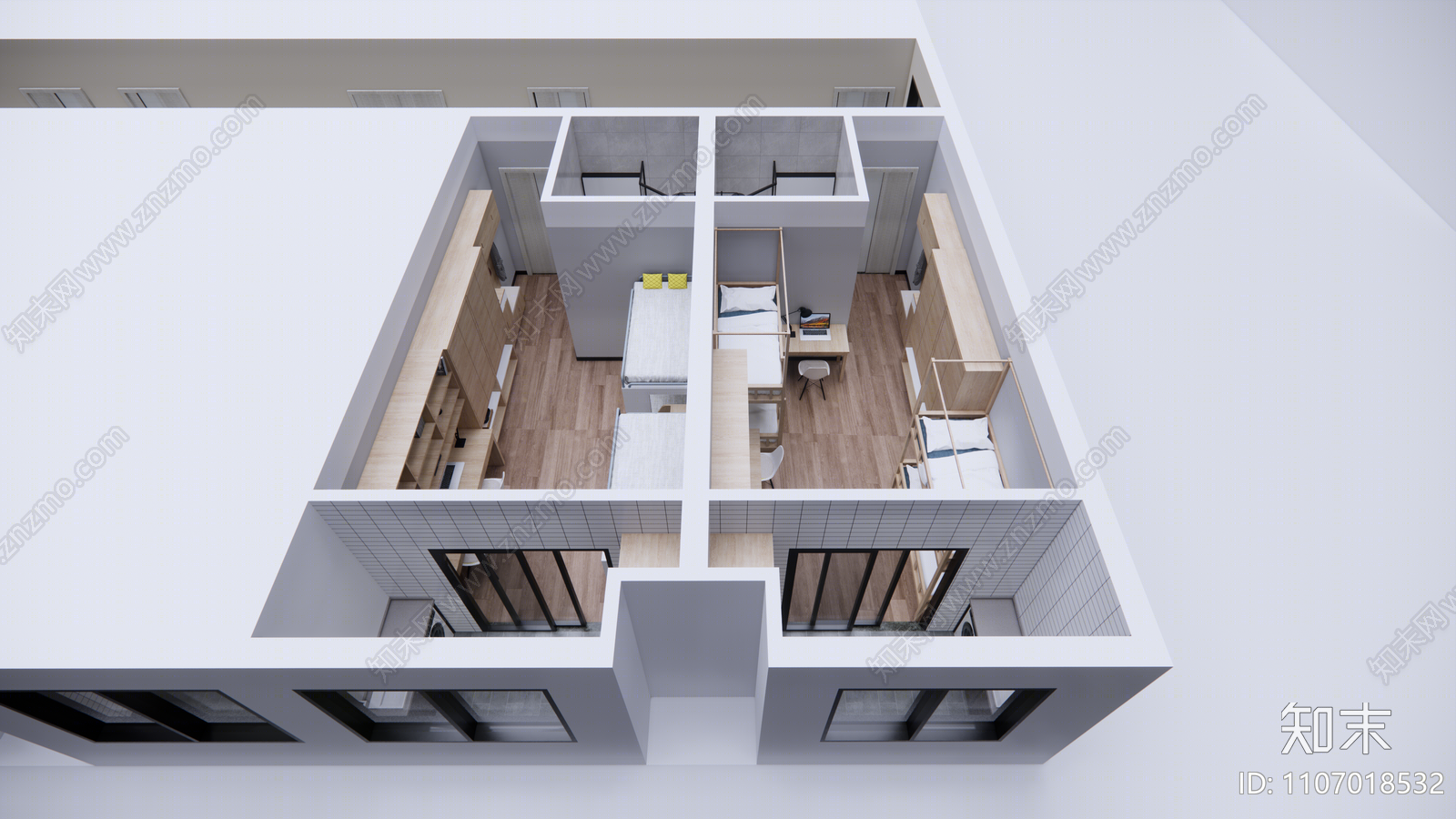 现代酒店客房SU模型下载【ID:1107018532】